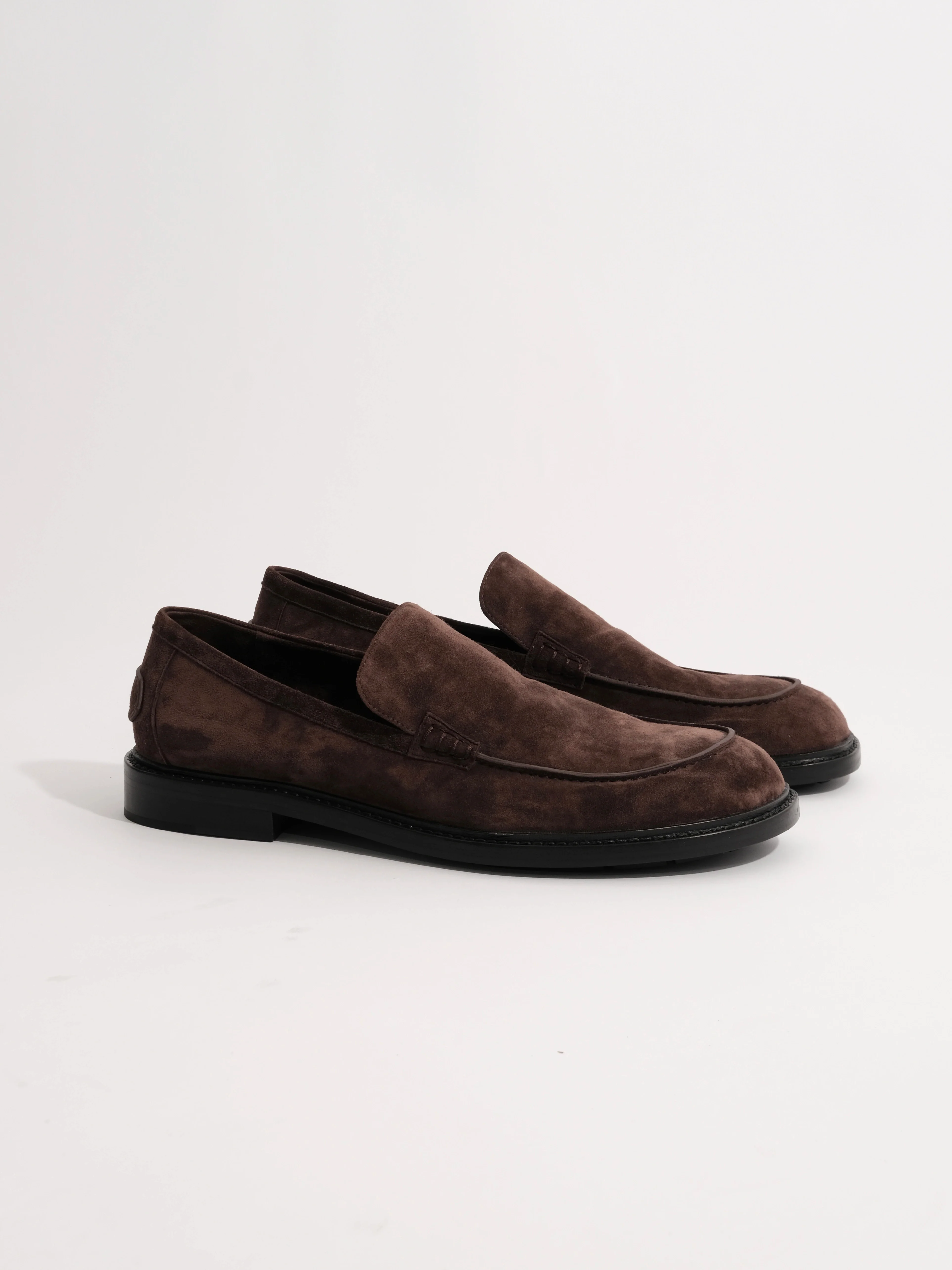 Dark Brown Suede Moc-Toe Loafers - Image 2