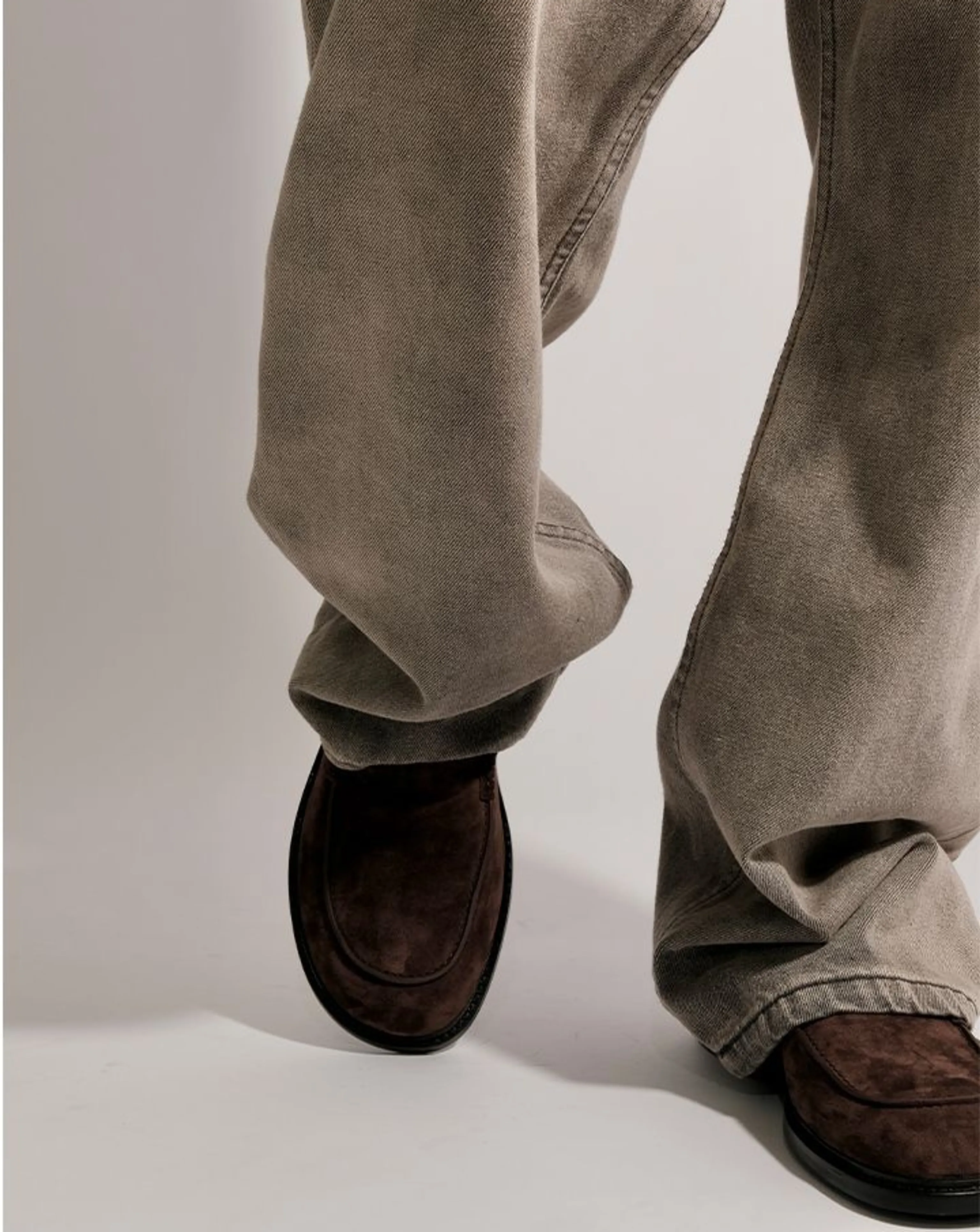 Dark Brown Suede Moc-Toe Loafers - Image 6