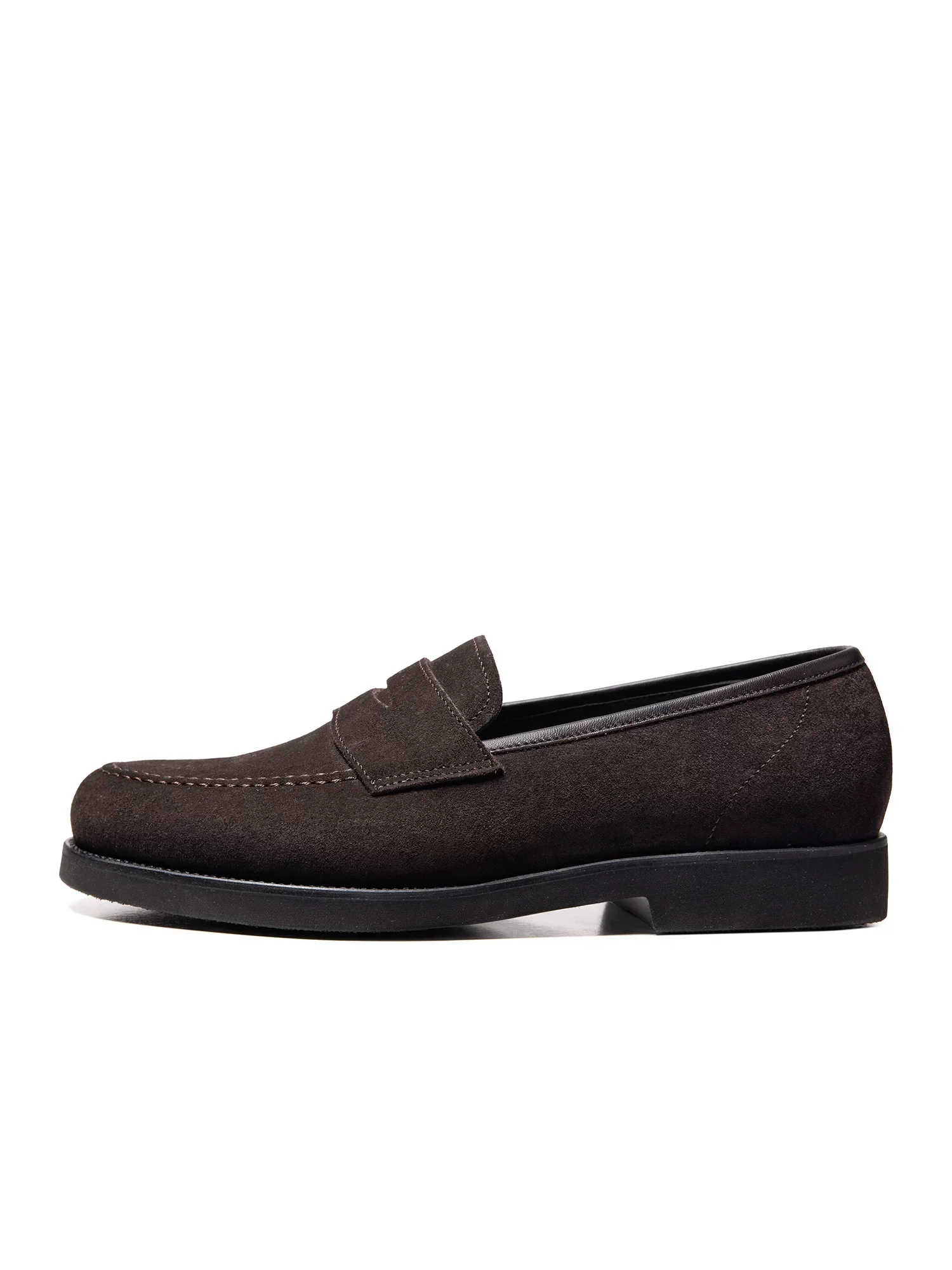 Dark Brown Suede Penny Loafer - Image 2