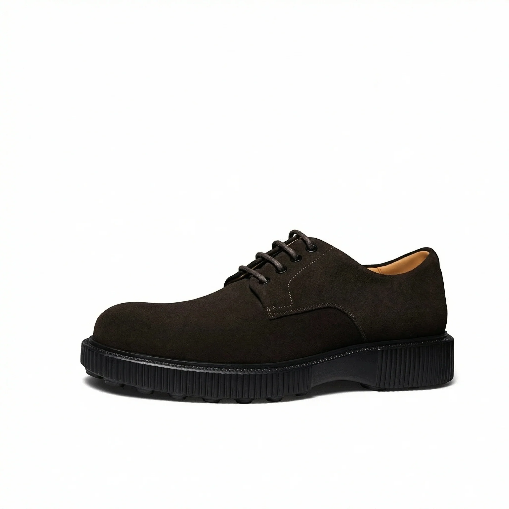 Dark Brown Suede Platform Derby - Image 2