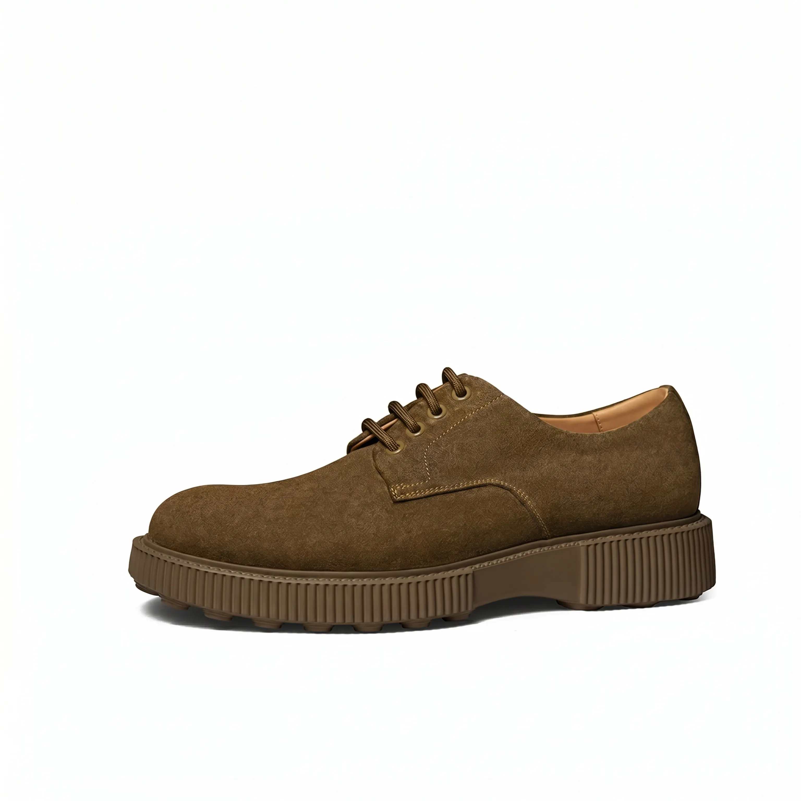 Dark Brown Suede Platform Derby - Image 4