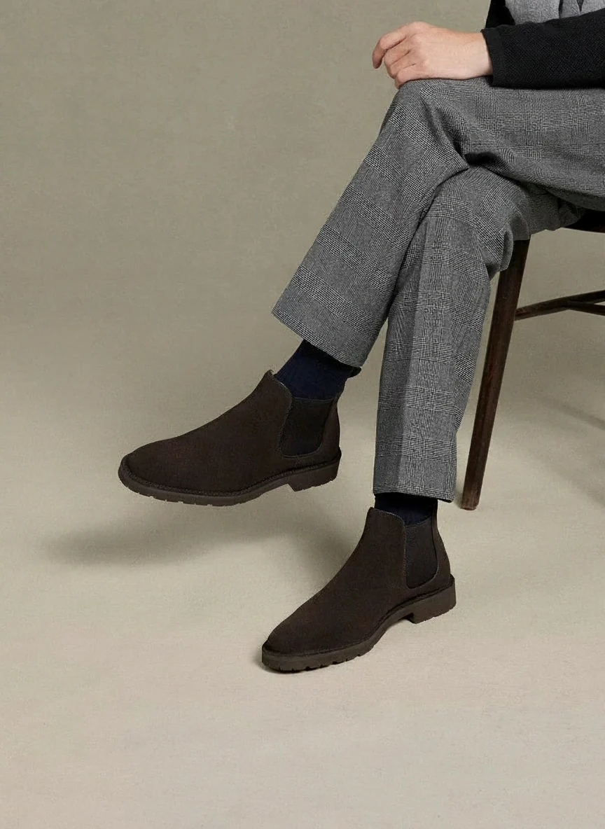 Dark Coffee Suede Chelsea Boot - Image 4