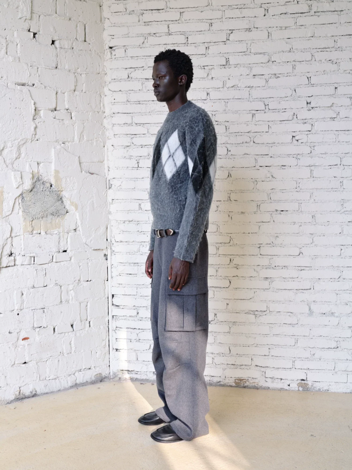 Dark Grey Wool-Blend Cargo Pants - Image 3