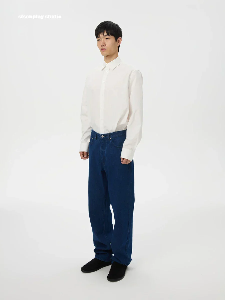 Dark Indigo Relaxed Straight Jeans - Image 4