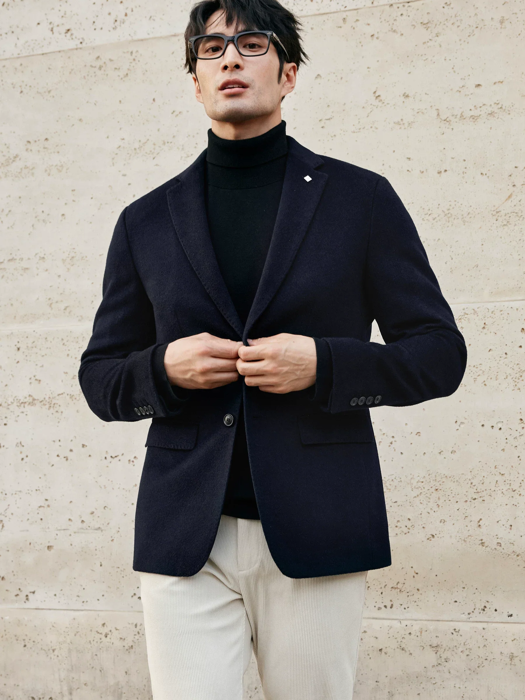 Dark Navy Cashmere Blazer - Image 2