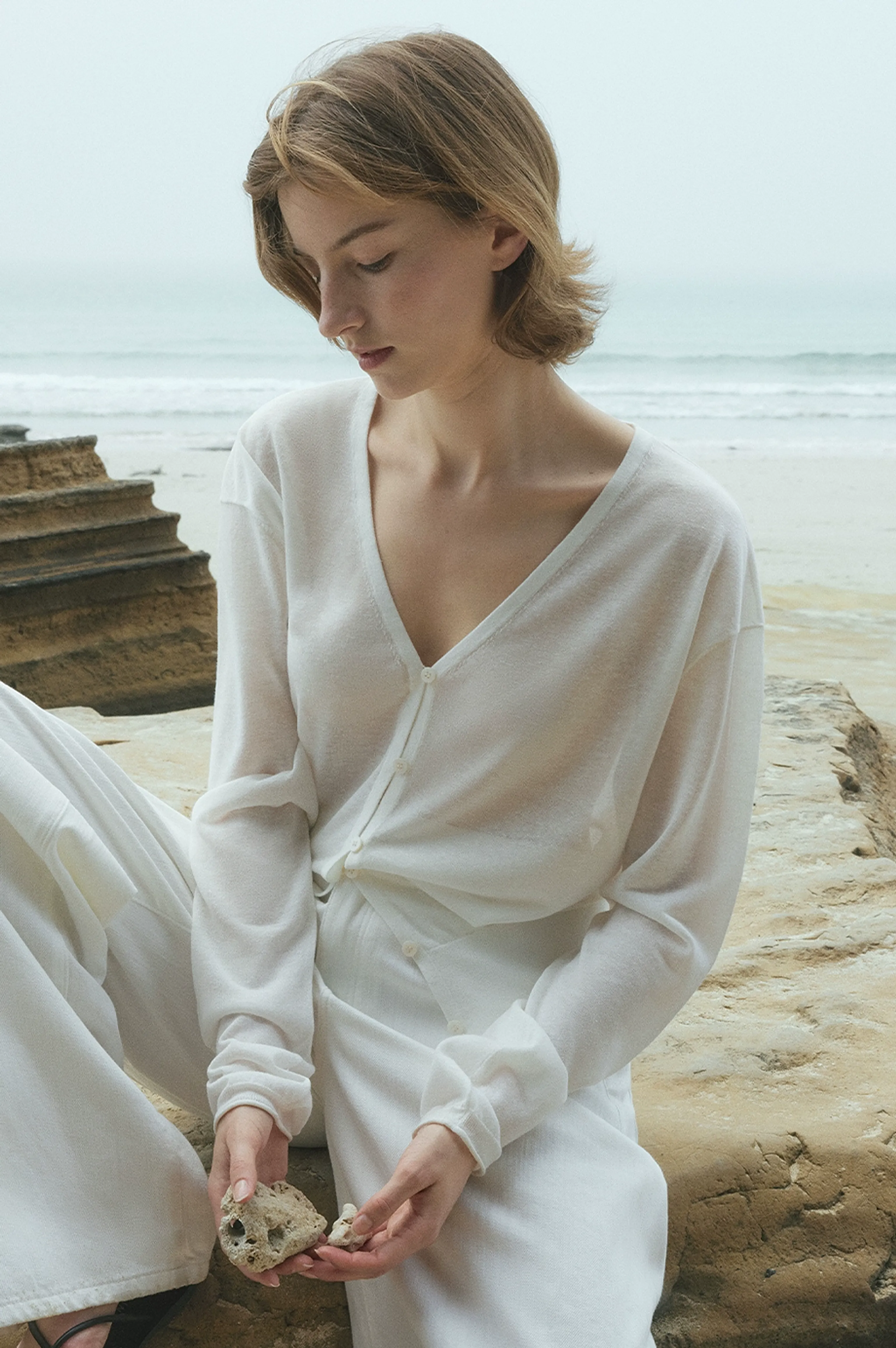 Daylight Linen-Blend V-Neck Cardigan