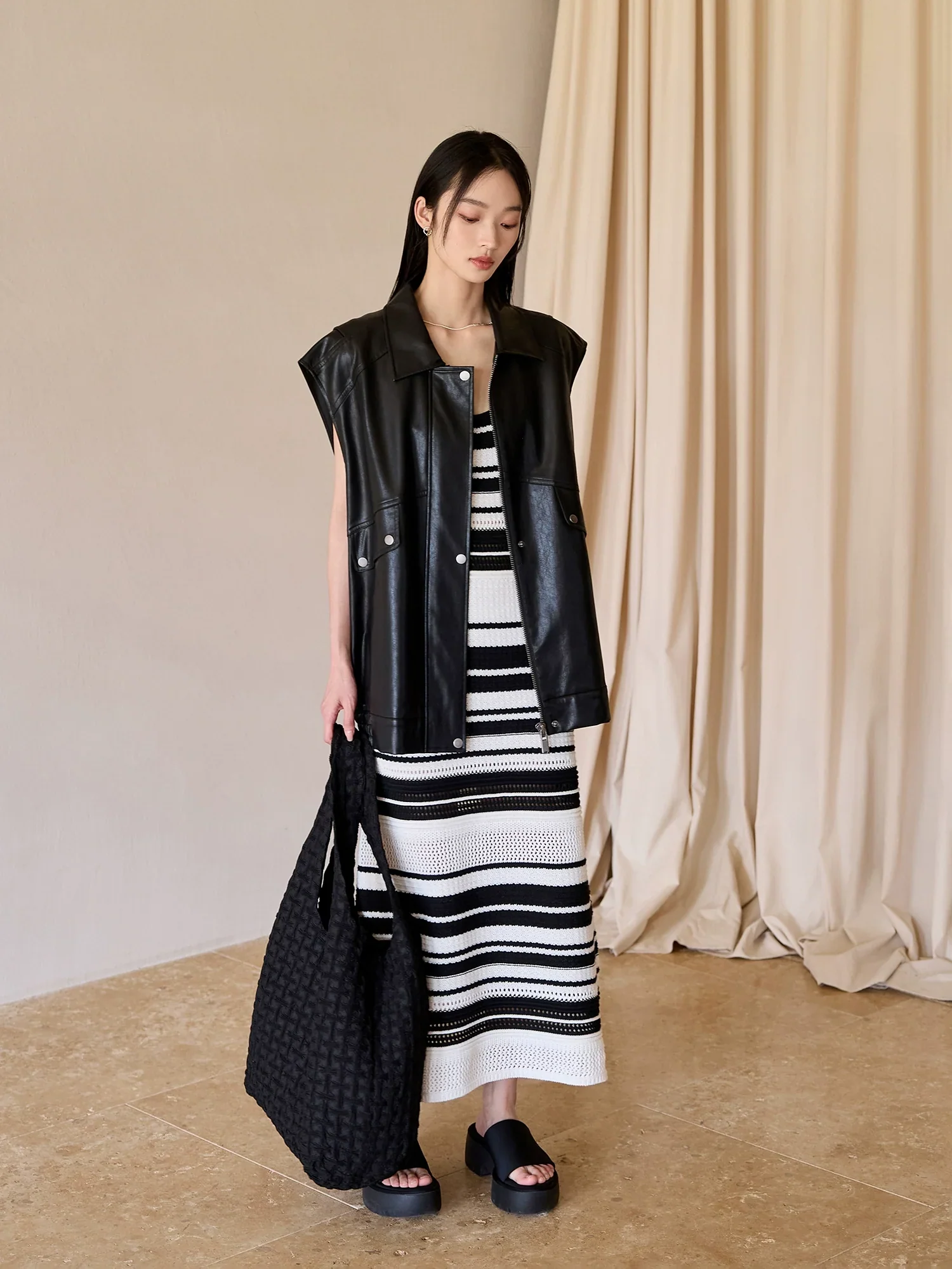 Deconstructed Design Faux Leather Vest - Image 4
