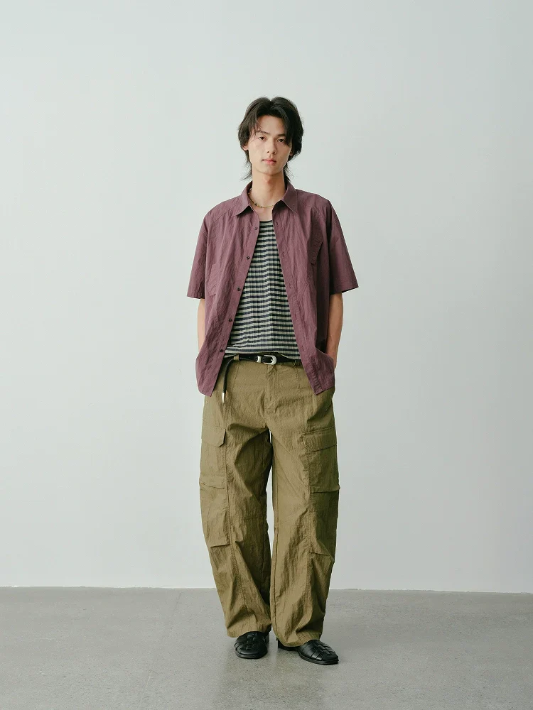 Deconstructed Plum Short-Sleeve Shirt - Image 2