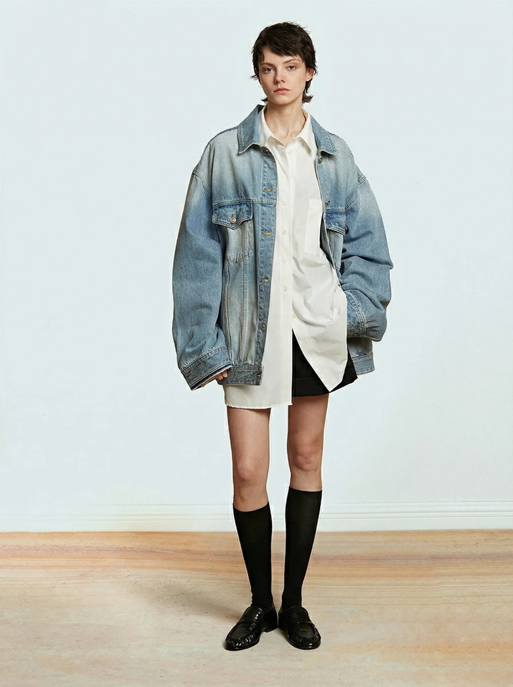 Deconstructed Raw-Edge Denim Jacket