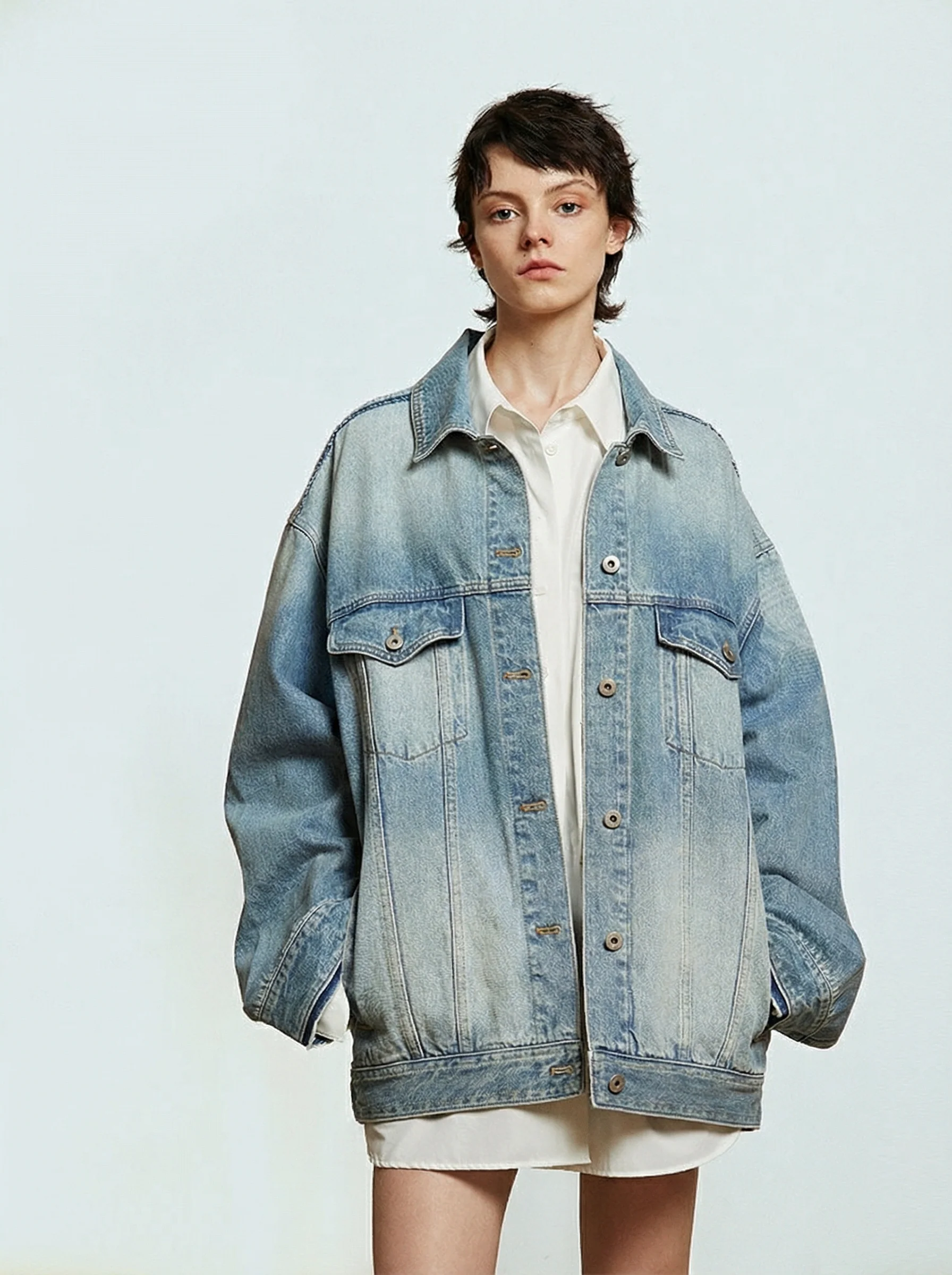 Deconstructed Raw-Edge Denim Jacket - Image 2