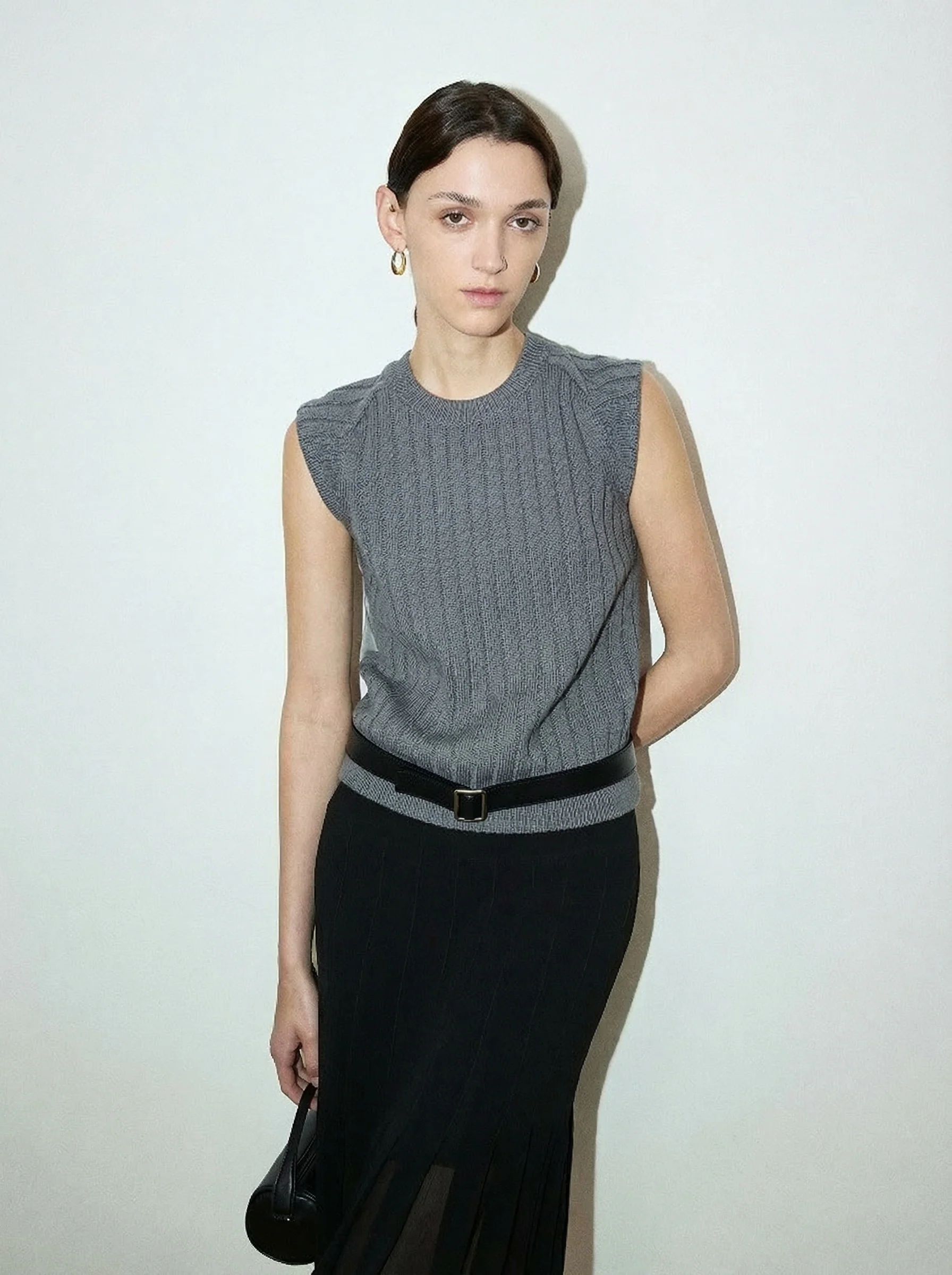 Deconstructed Ribbed Knit Vest