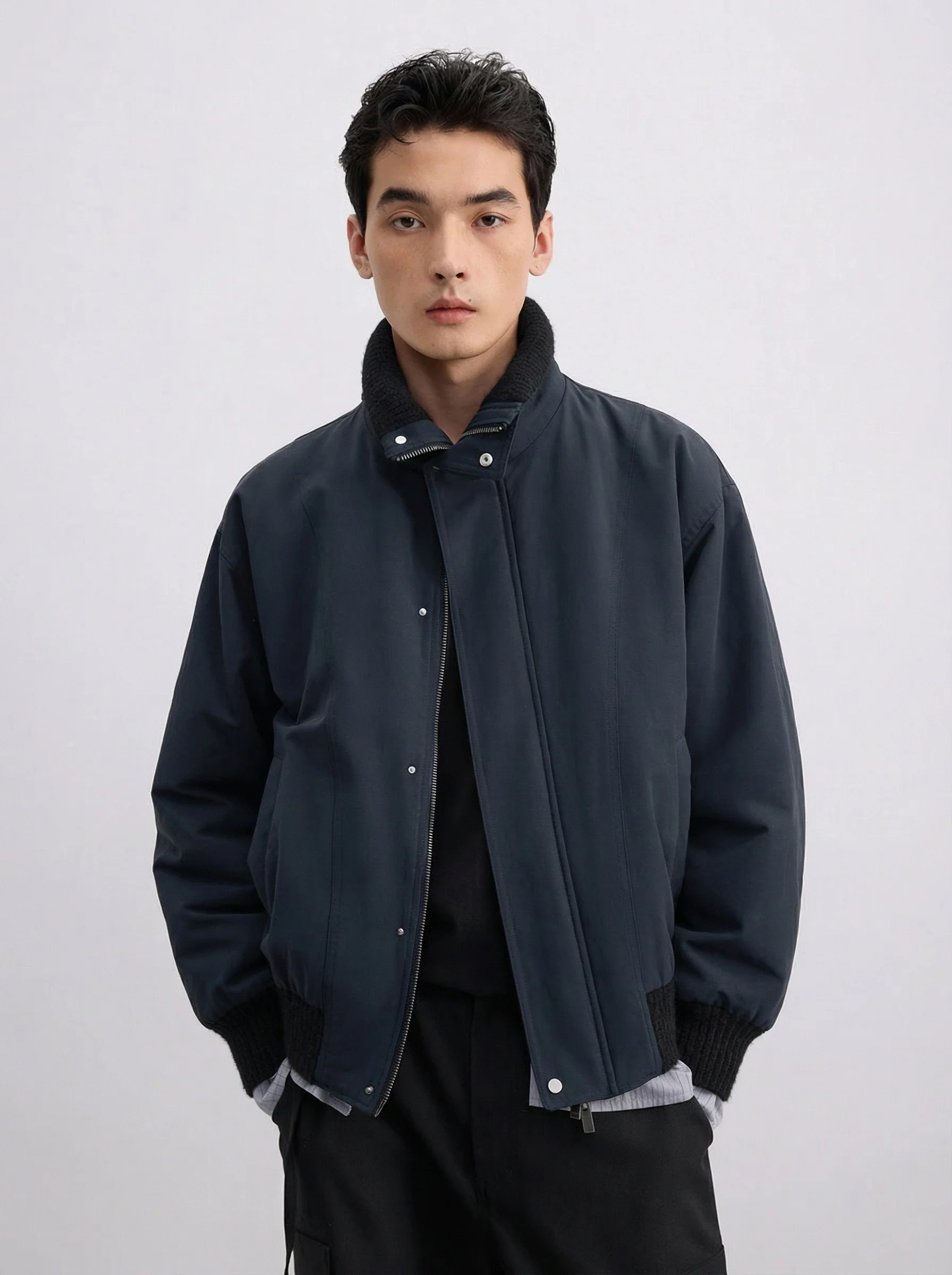 Deep Navy High-Collar Down Bomber - Image 3
