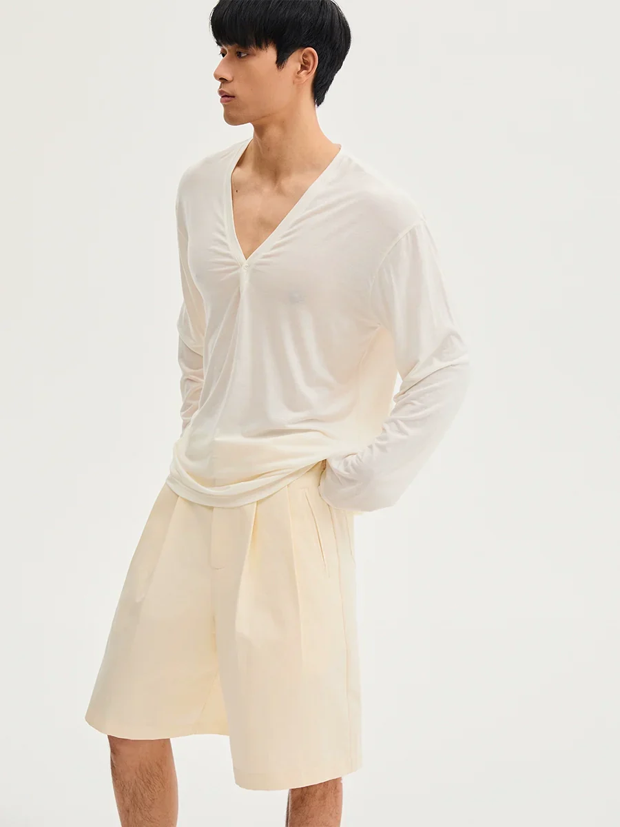 Deep V Long-Sleeve Henley Top - Image 2