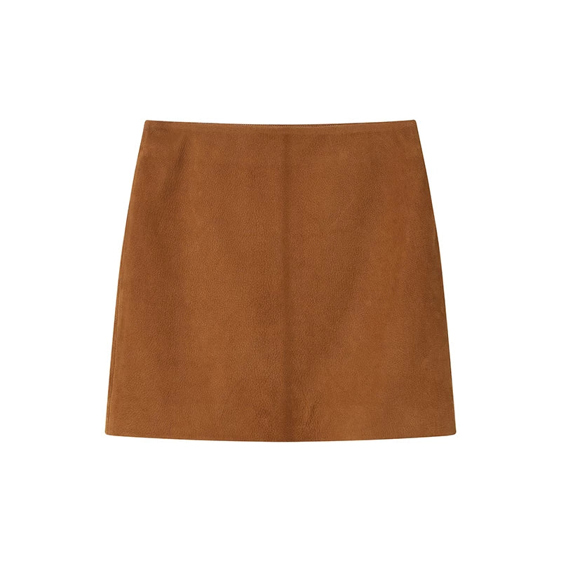 Deer-Grain Nubuck High-Waist Mini Skirt - Image 6