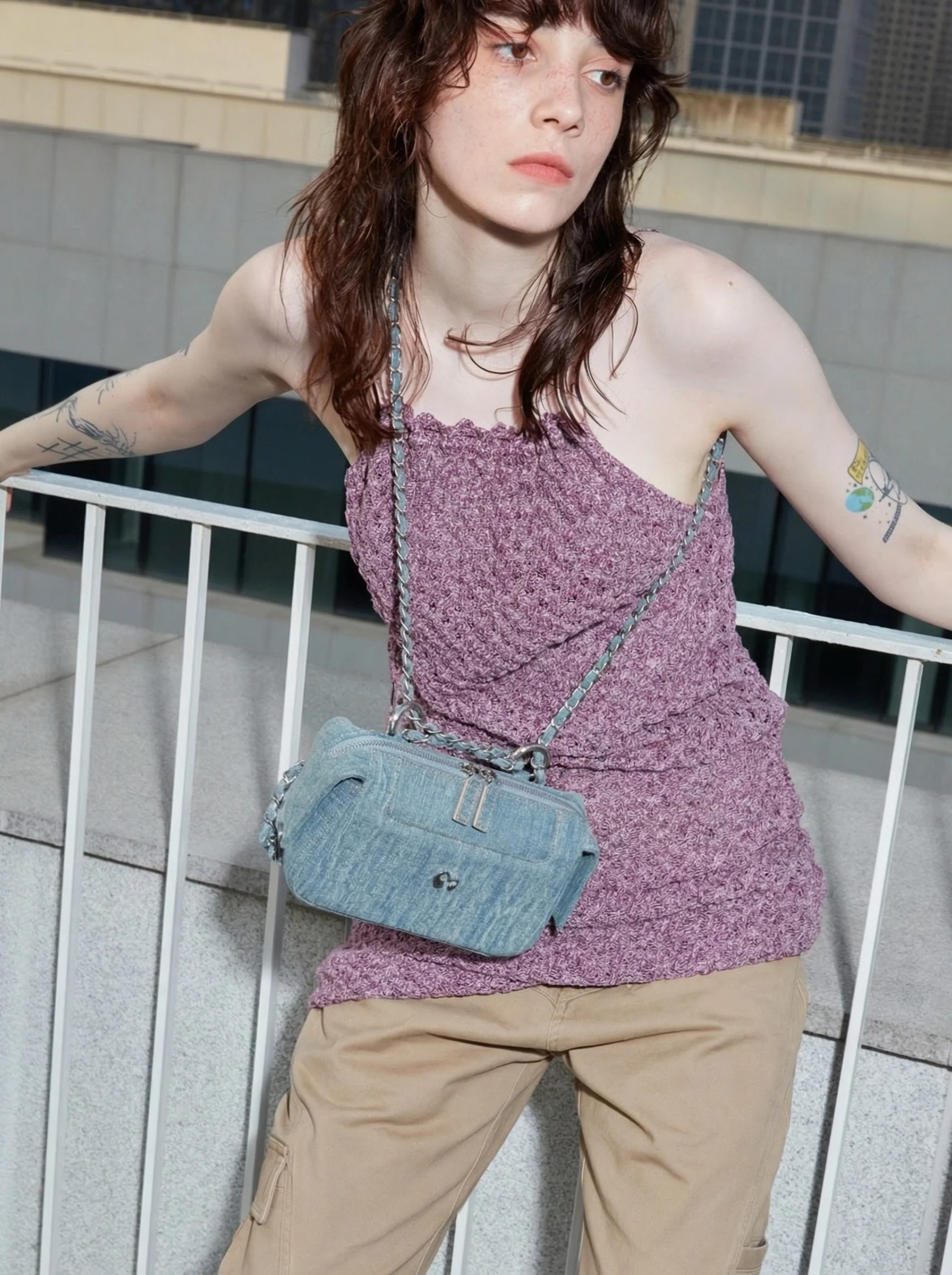 Denim Chain Bag - Image 4