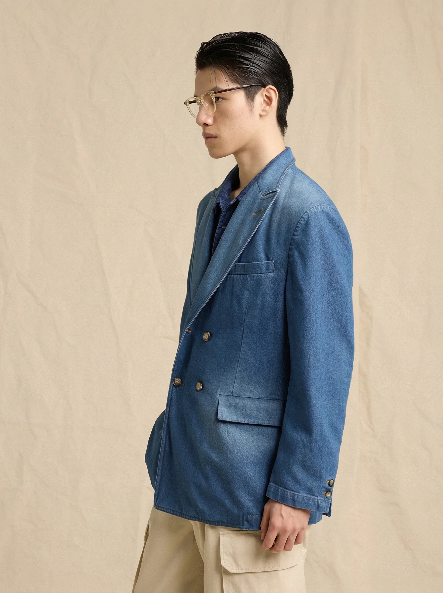 Denim Double-Breasted Blazer - Image 2