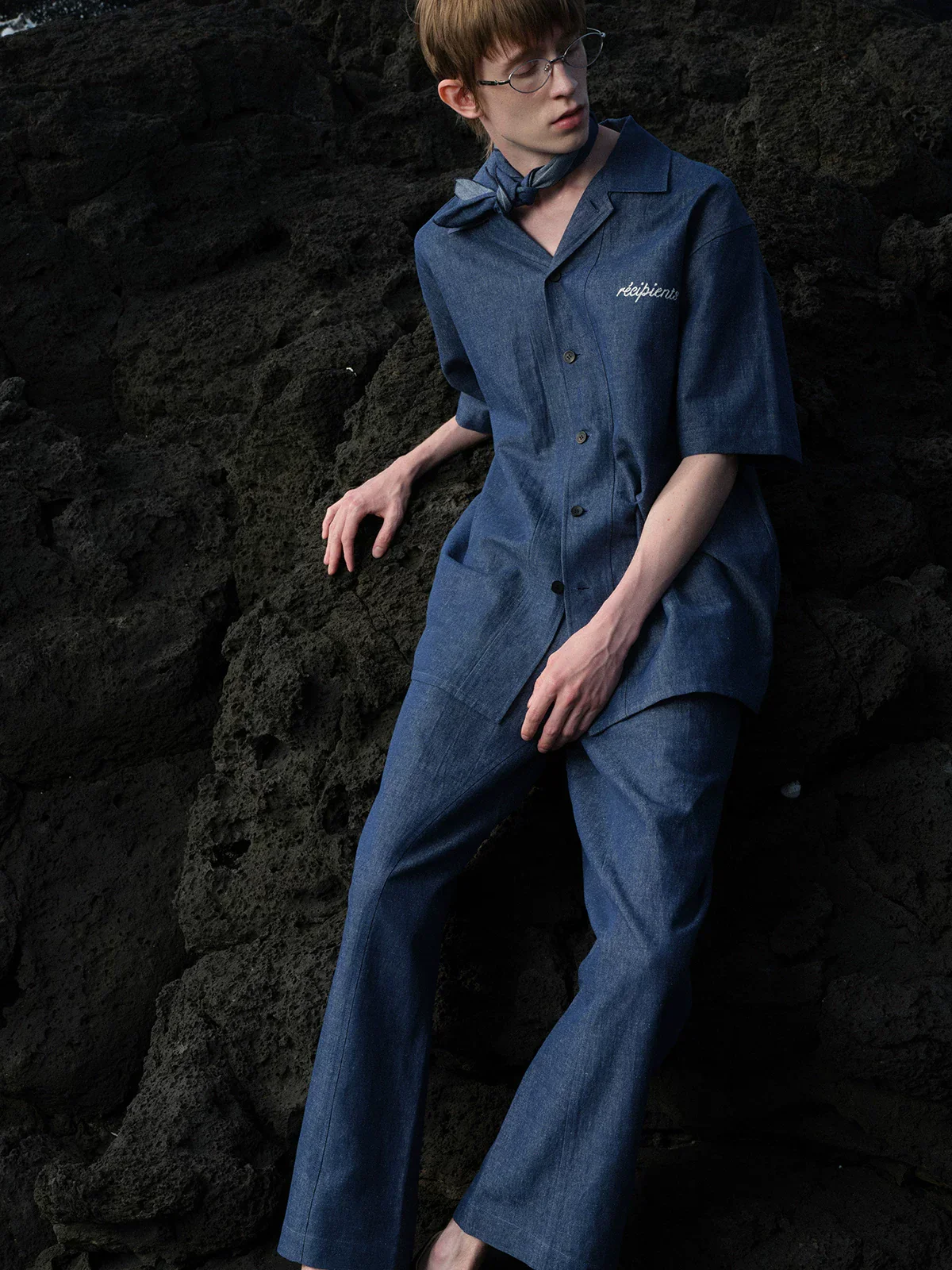 Denim-Dyed Hemp-Cotton Cuban-Collar Shirt - Image 2