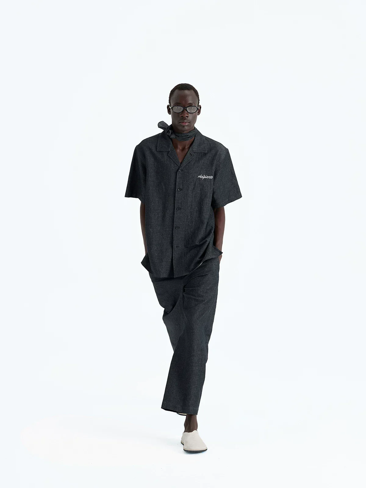 Denim-Dyed Hemp-Cotton Cuban-Collar Shirt - Image 4