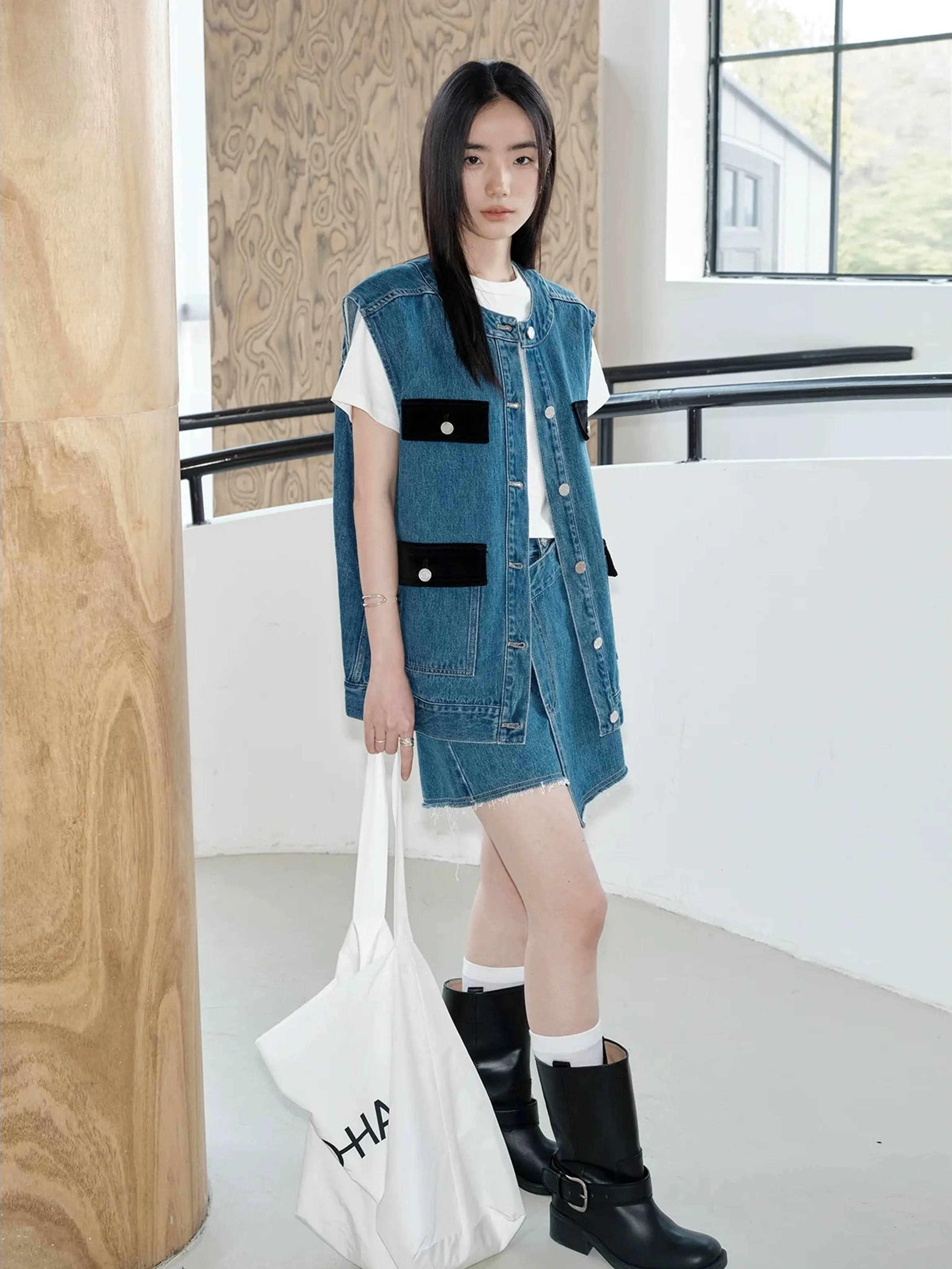 Denim Vest and Skirt Set - Image 3