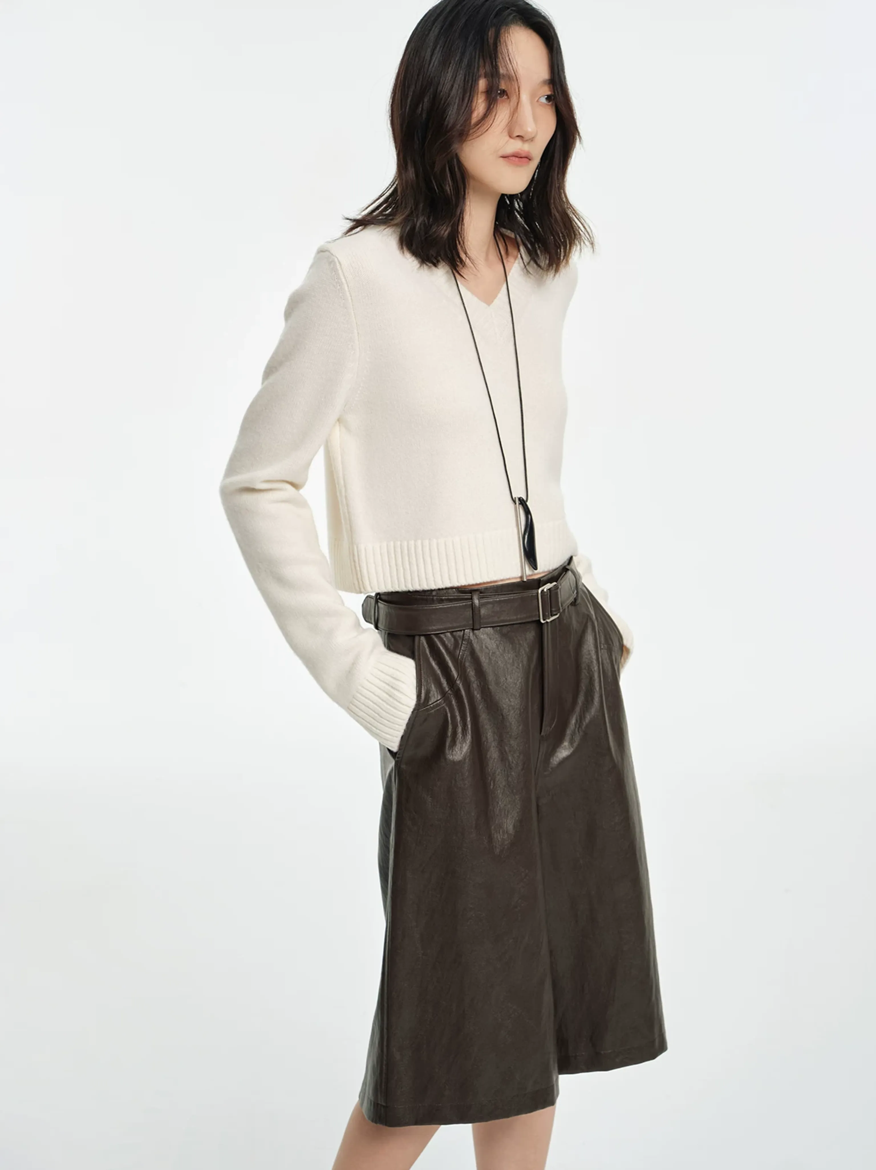 Detachable Belt Faux Leather Skirt & Shorts - Image 4