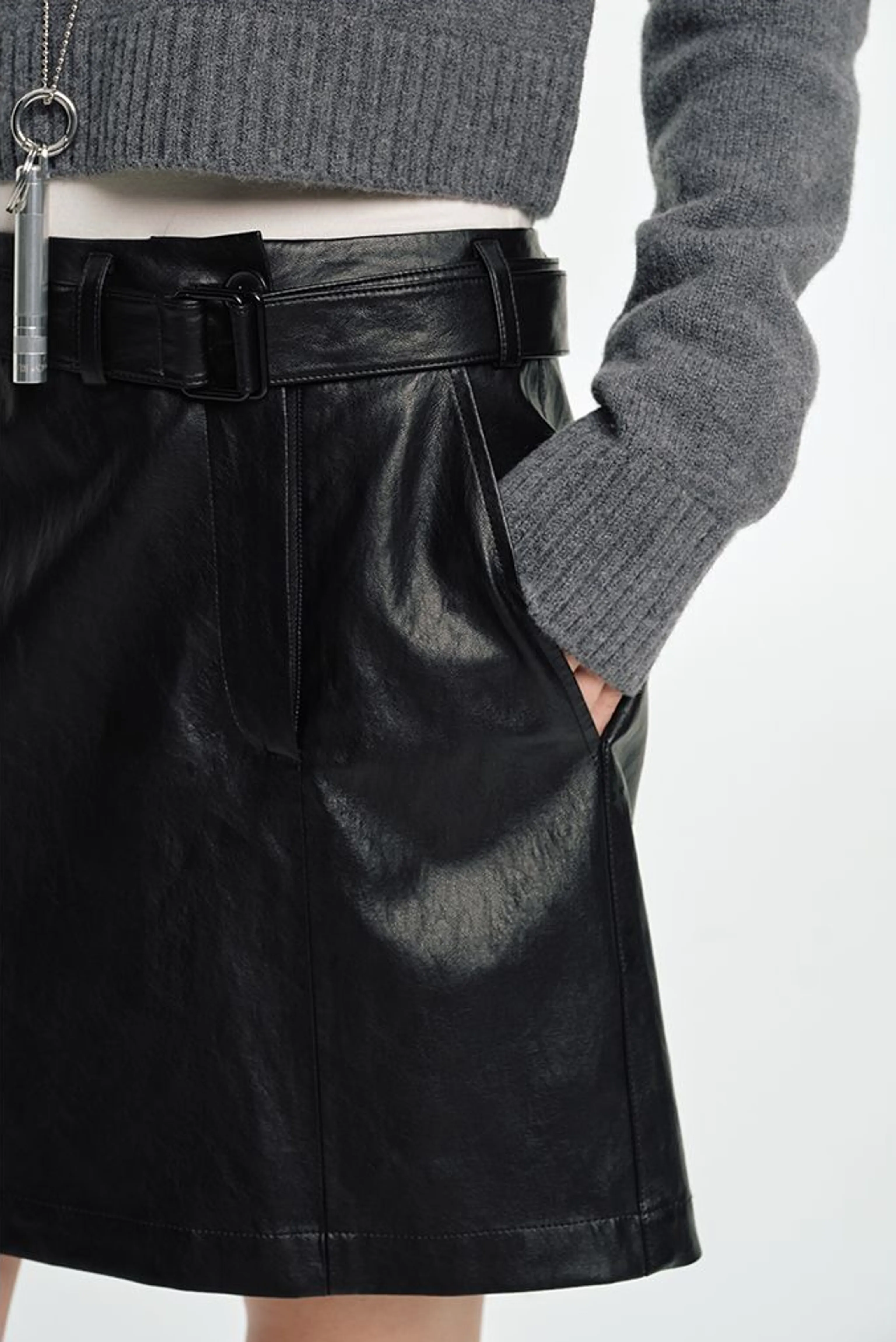 Detachable Belt Faux Leather Skirt & Shorts - Image 5
