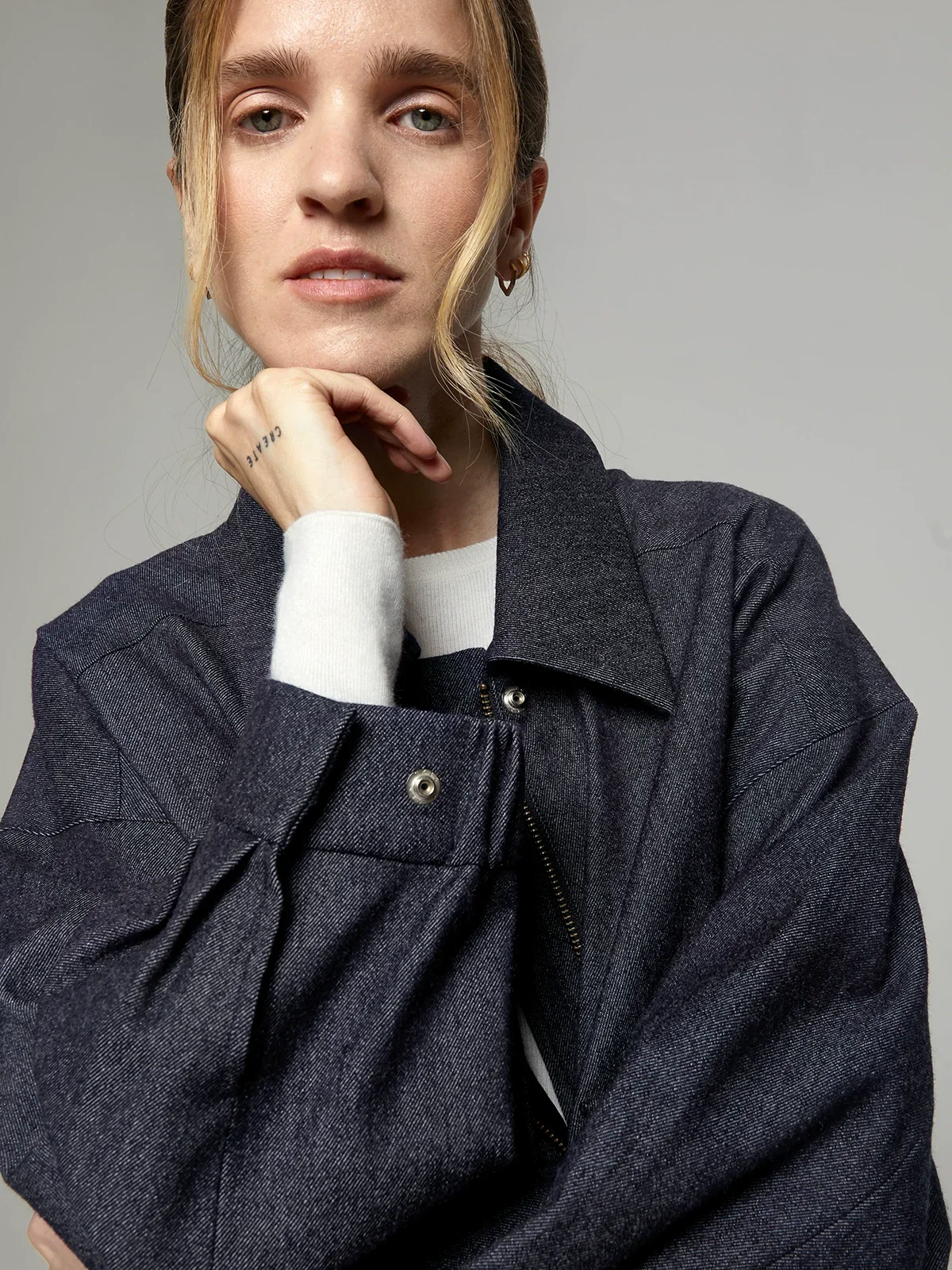 Detachable Collar Wool Bomber Jacket - Image 2