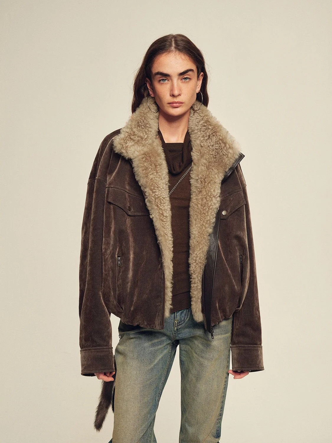 Detachable Collar Zip Jacket