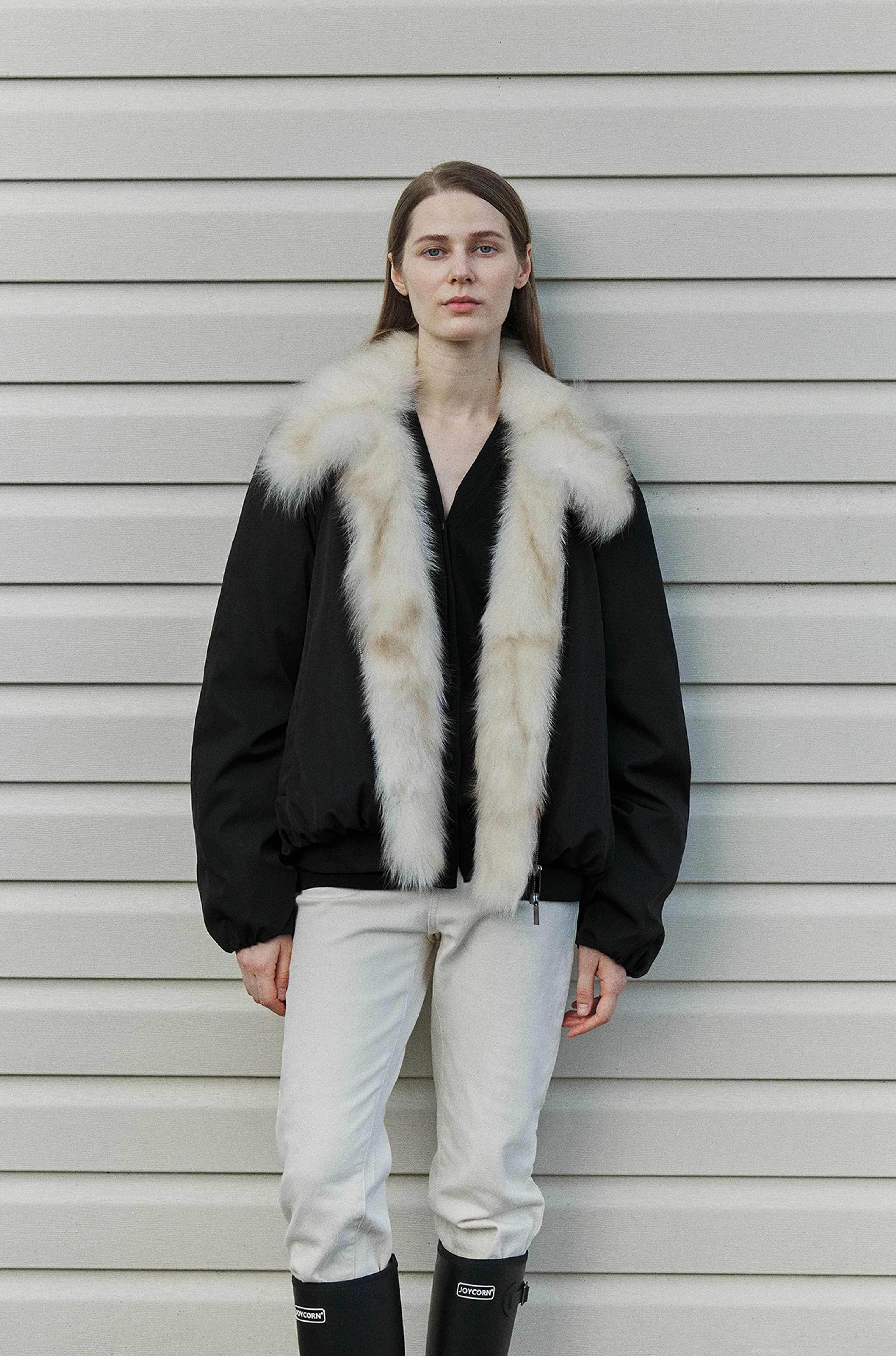 Detachable Fox Fur Collar Down Bomber - Image 4