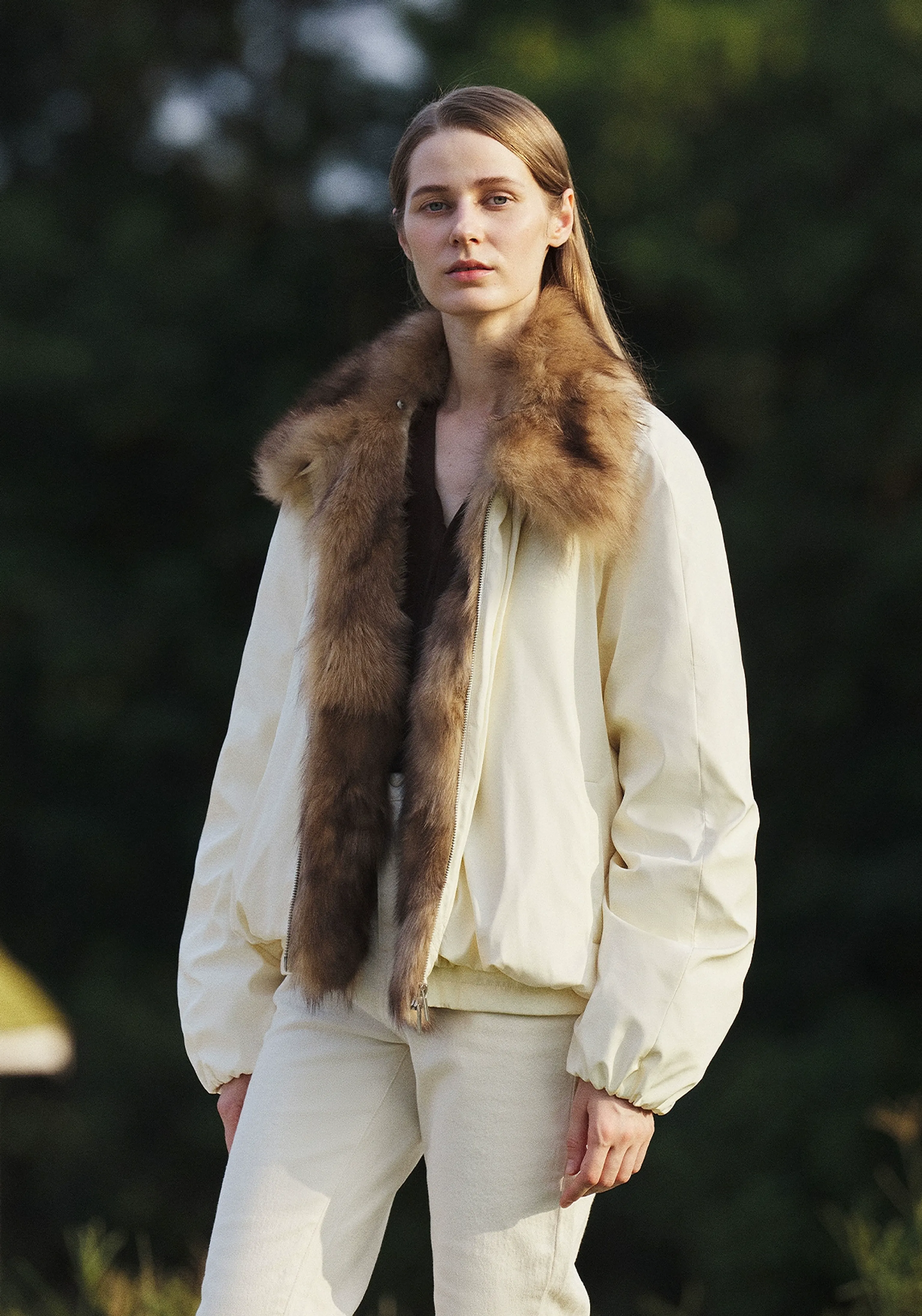 Detachable Fox Fur Collar Down Bomber - Image 5