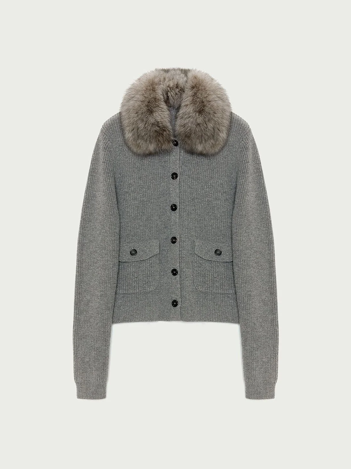Detachable Fur Collar Cardigan - Image 6