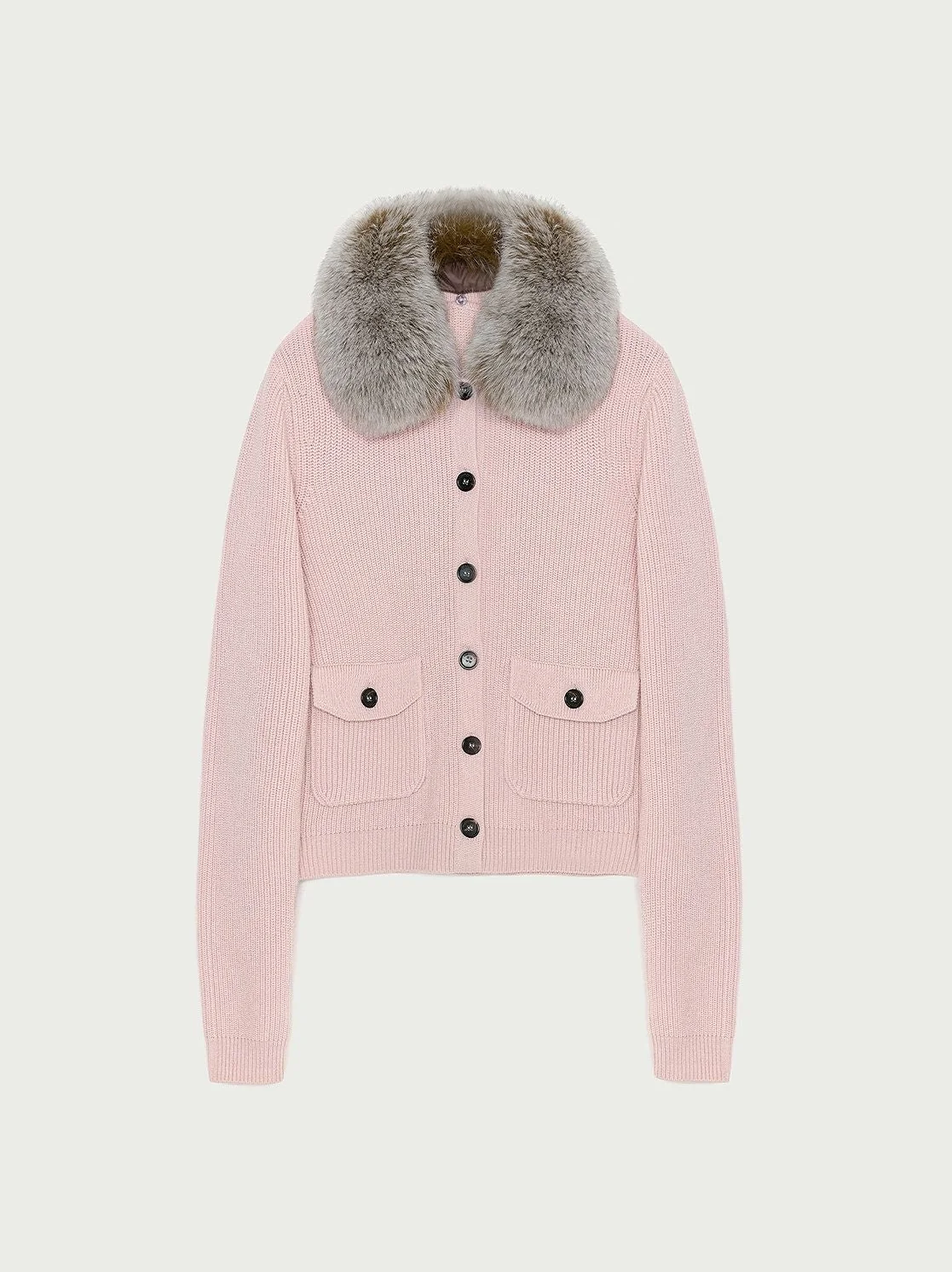 Detachable Fur Collar Cardigan - Image 7