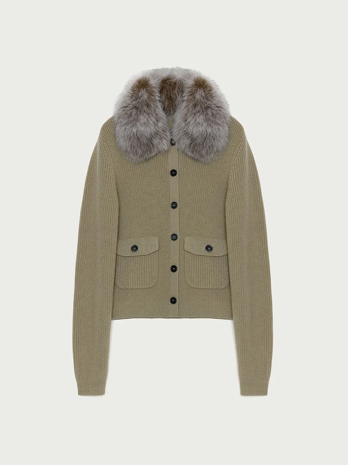 Detachable Fur Collar Cardigan - Image 8
