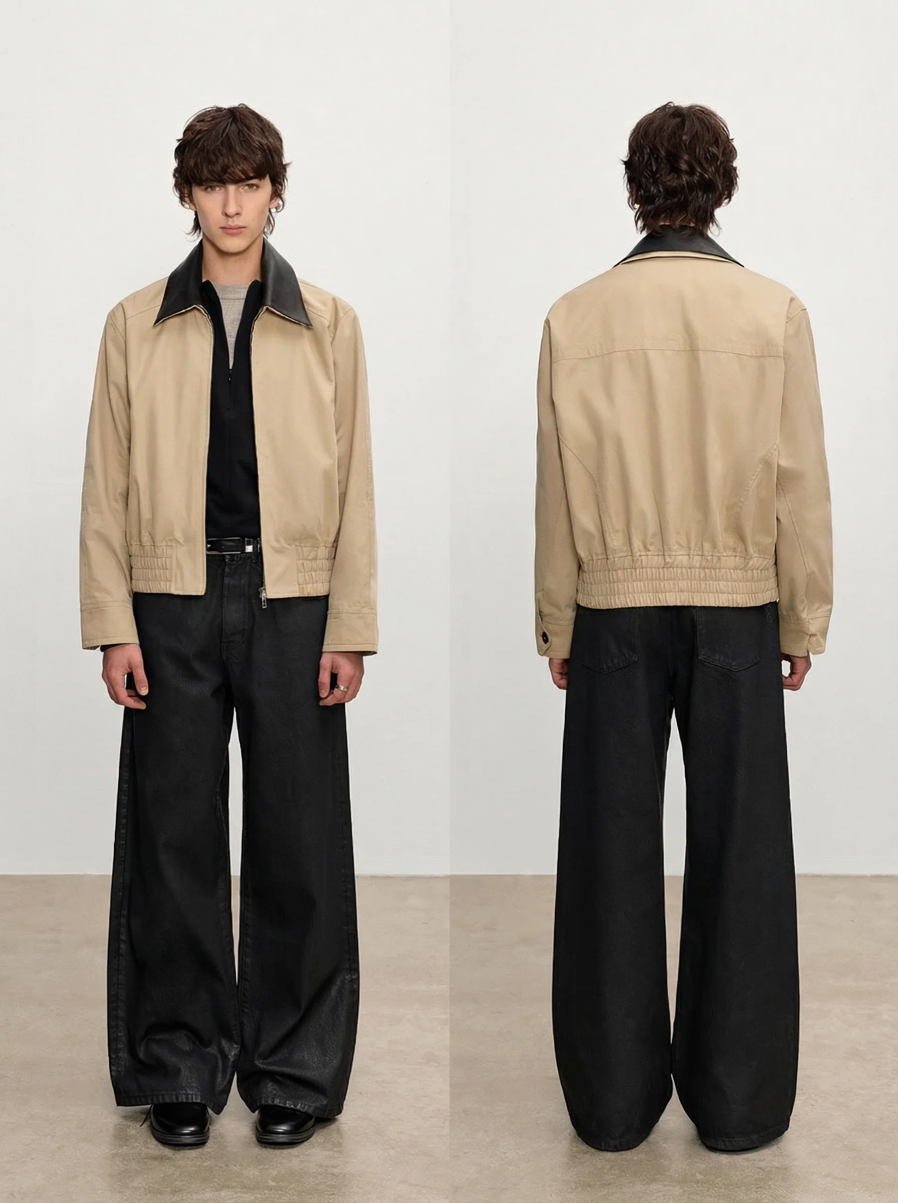 Detachable Leather-Collar Harrington Jacket - Image 2