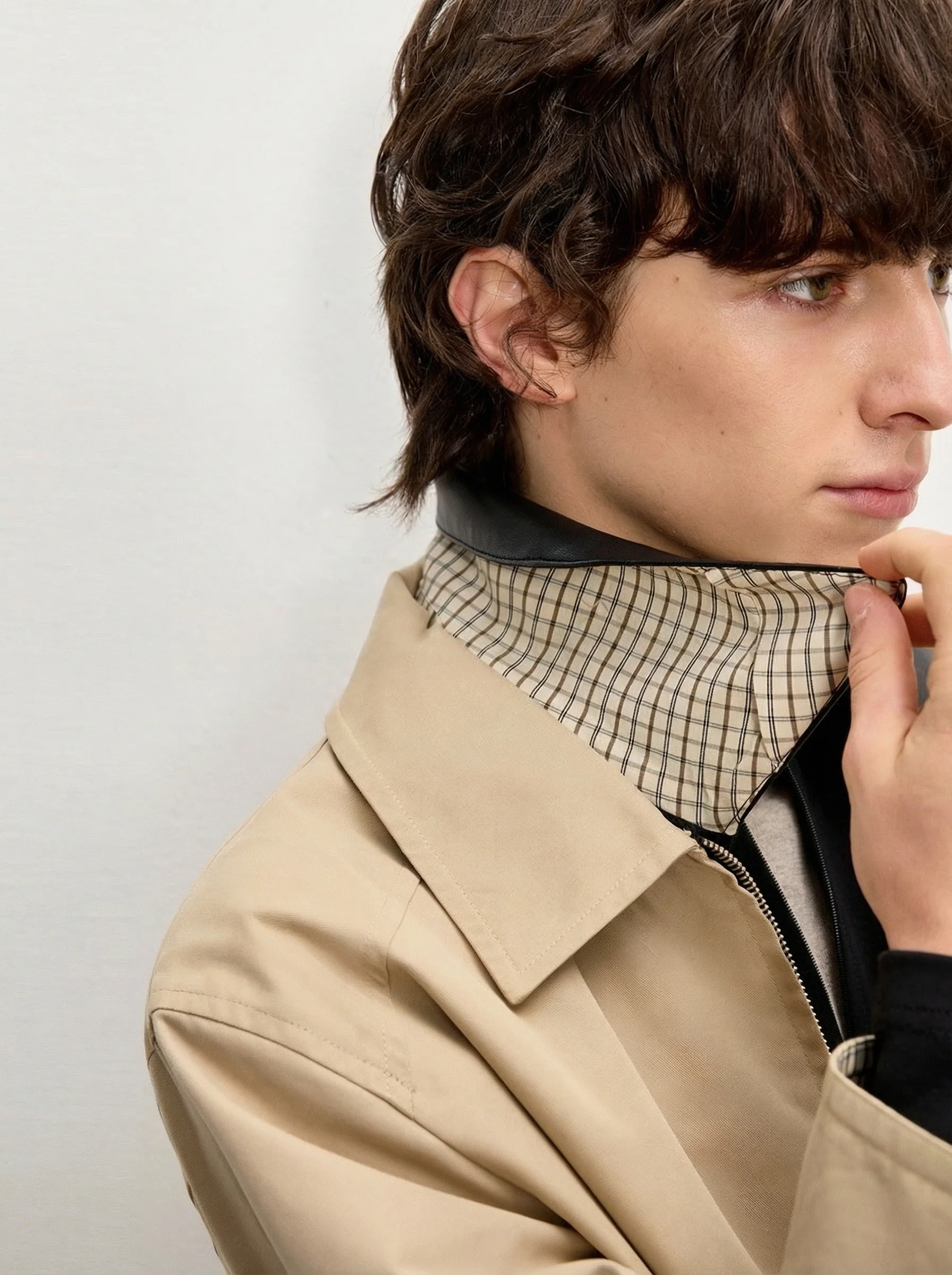 Detachable Leather-Collar Harrington Jacket - Image 5