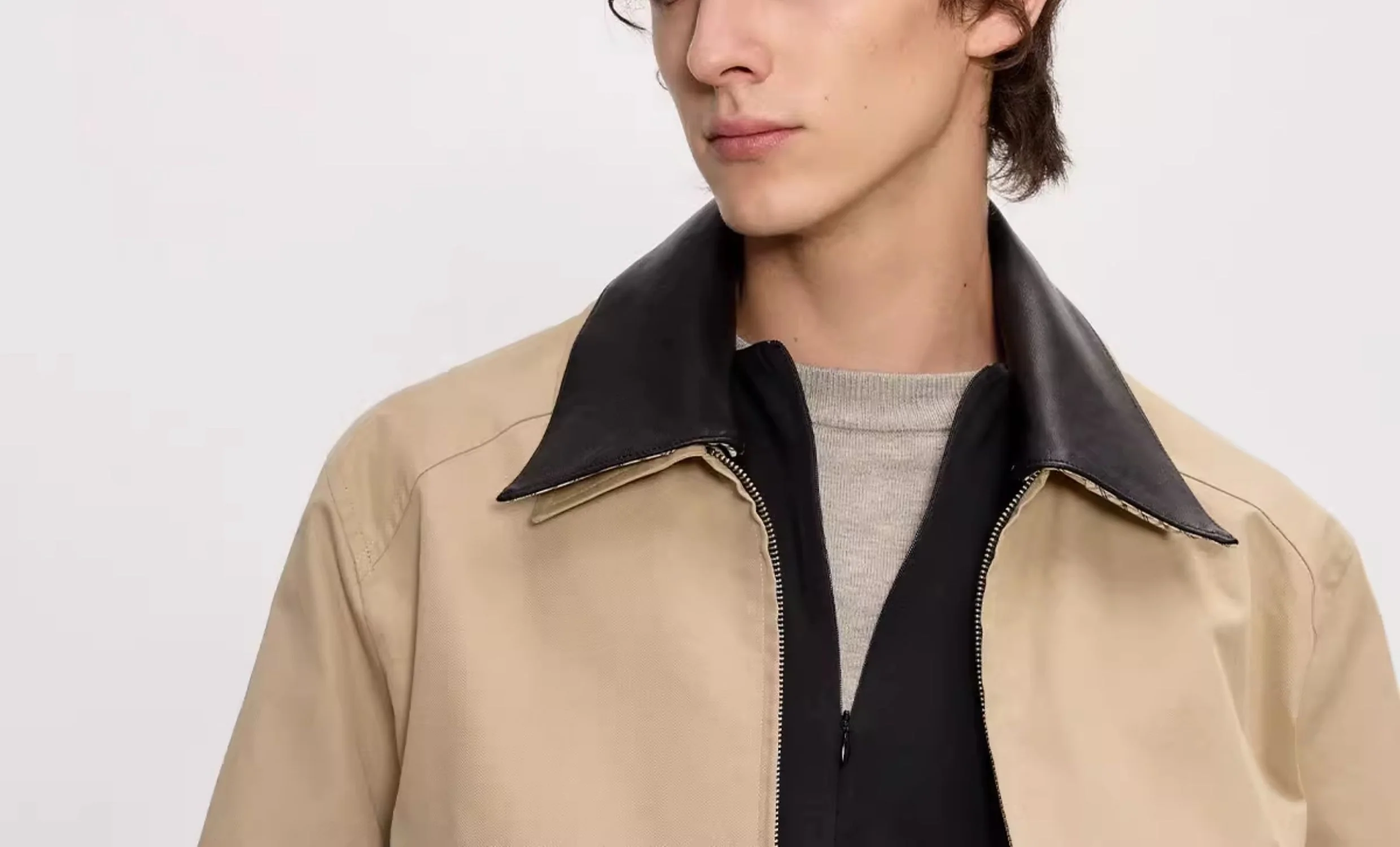 Detachable Leather-Collar Harrington Jacket - Image 6