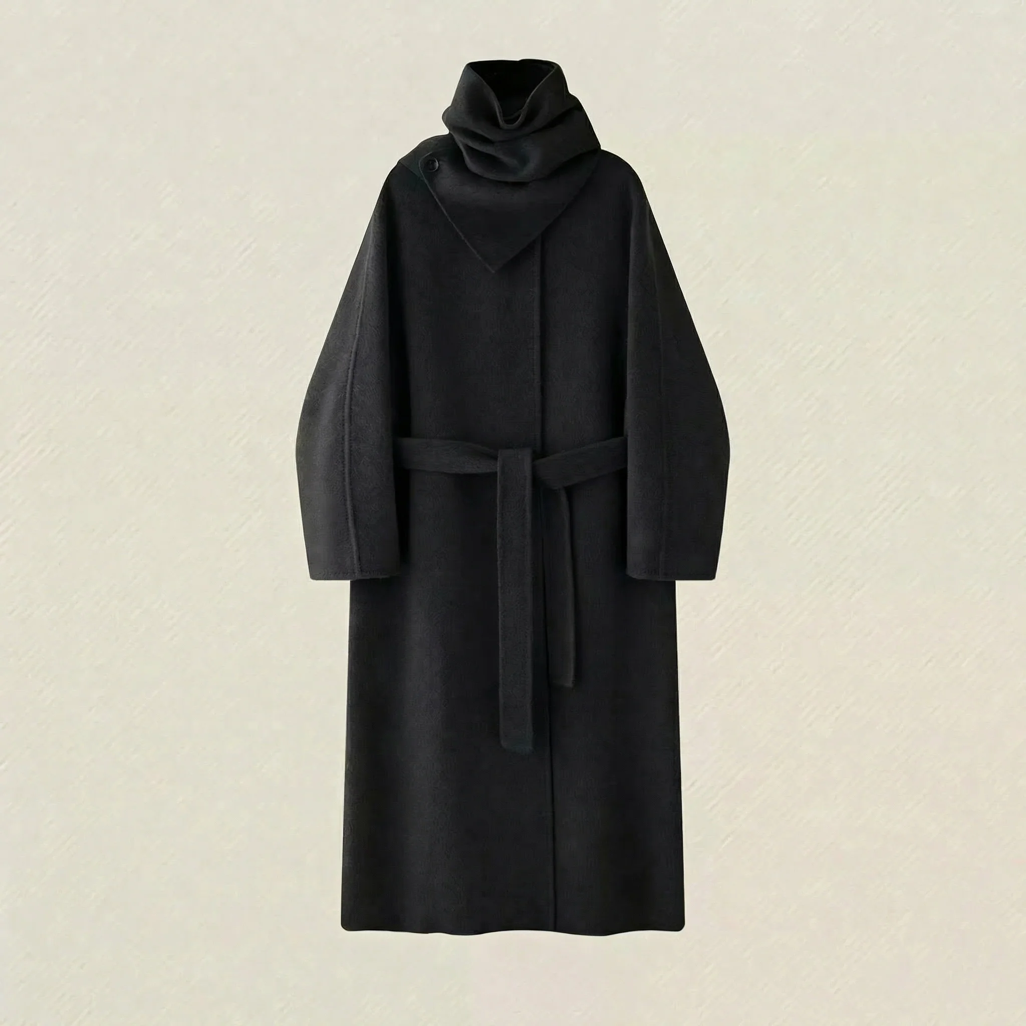 Detachable Scarf-Collar Double-Faced Wool Coat - Image 10