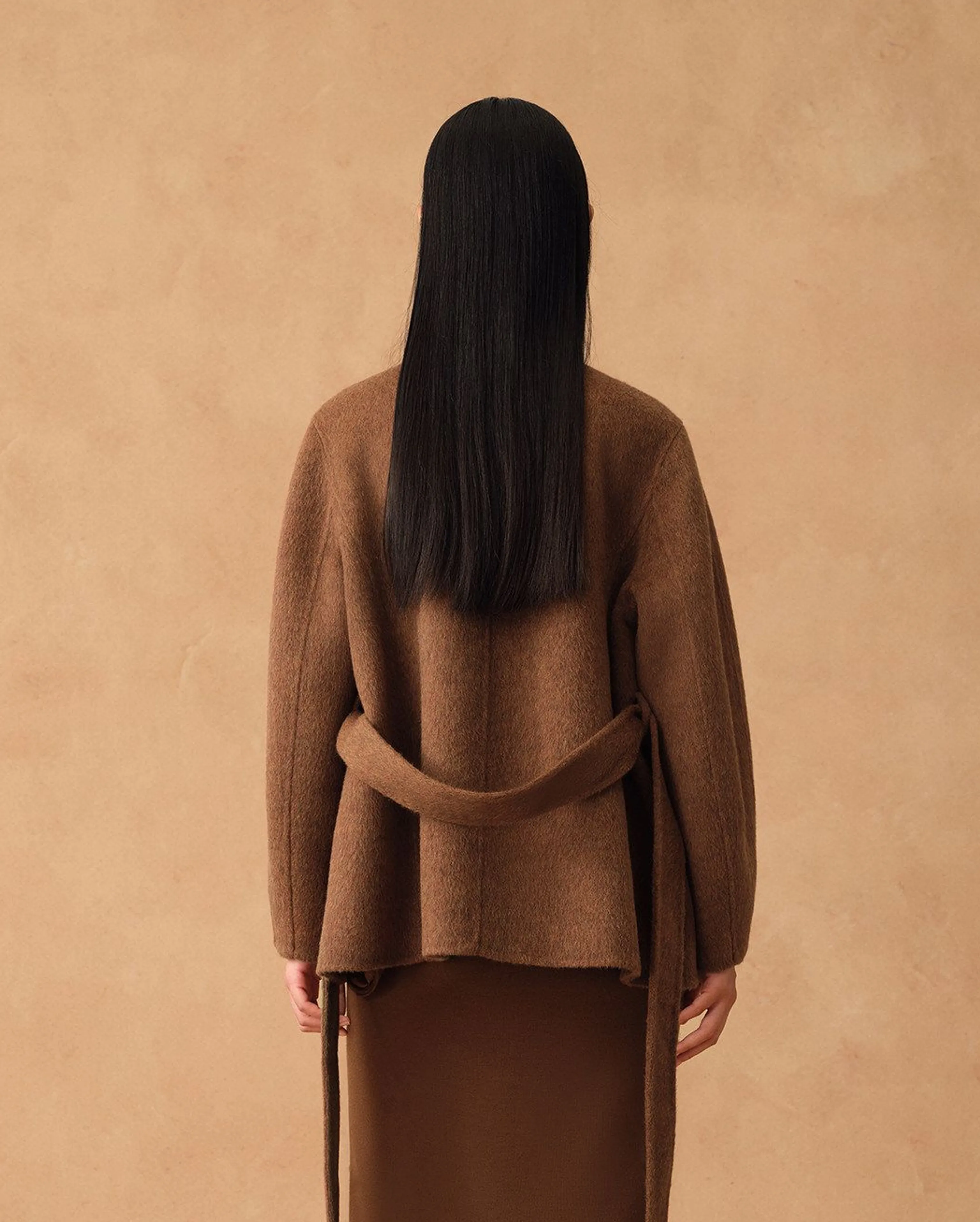 Detachable Scarf-Collar Double-Faced Wool Coat - Image 3