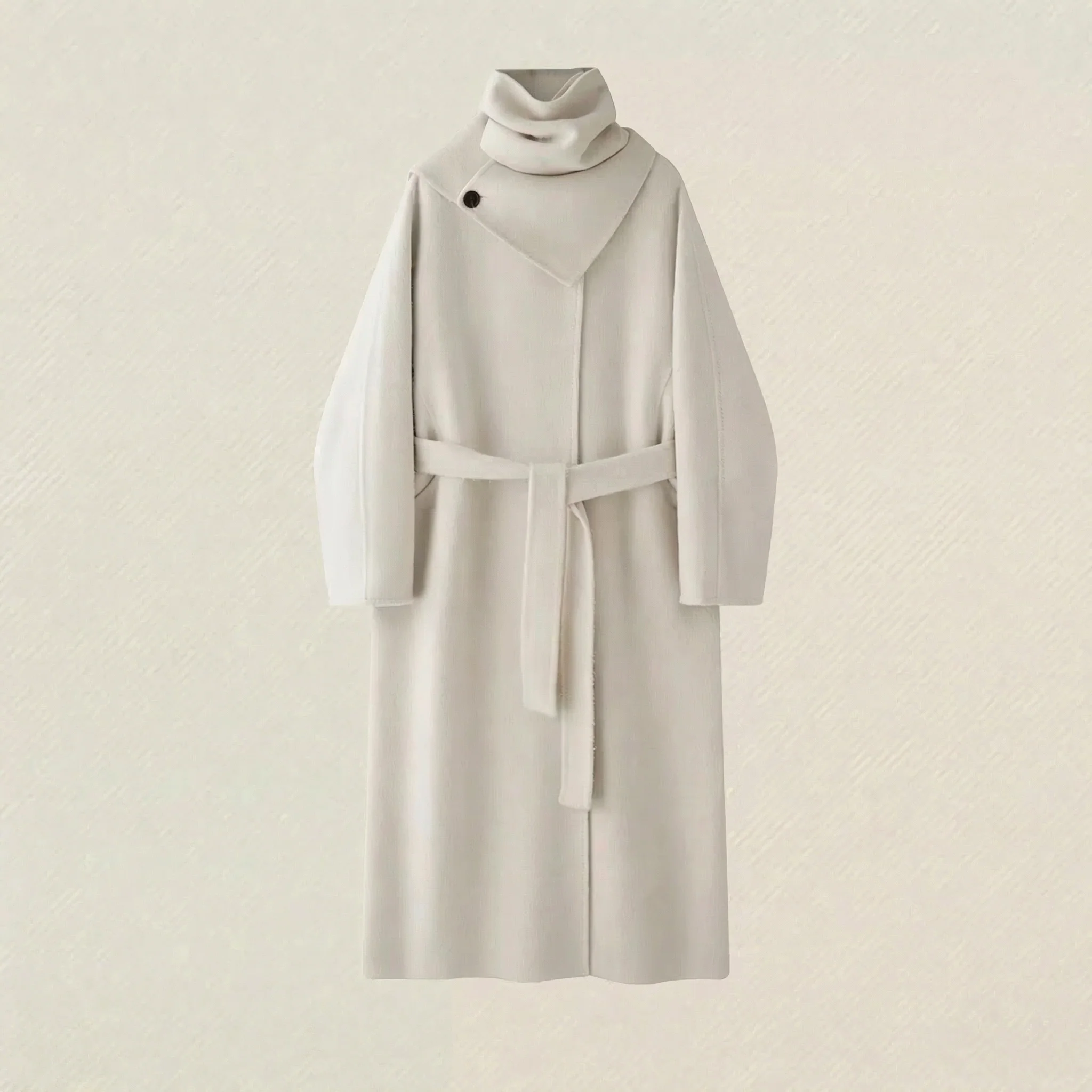 Detachable Scarf-Collar Double-Faced Wool Coat - Image 7