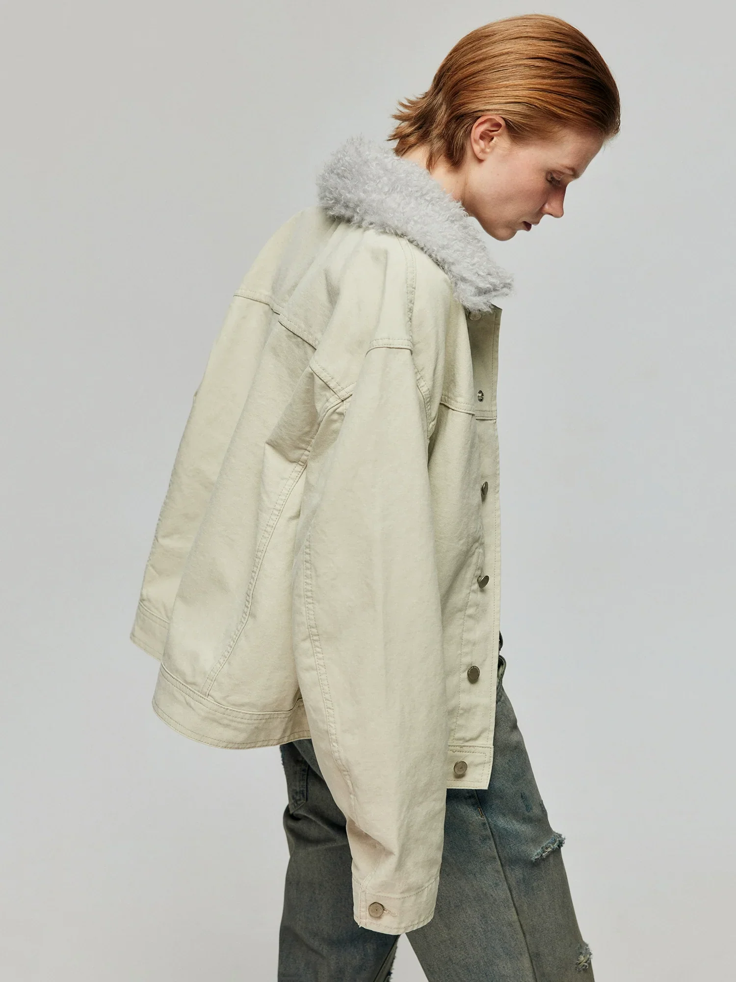 Detachable Sherpa-Collar Denim Jacket - Image 2