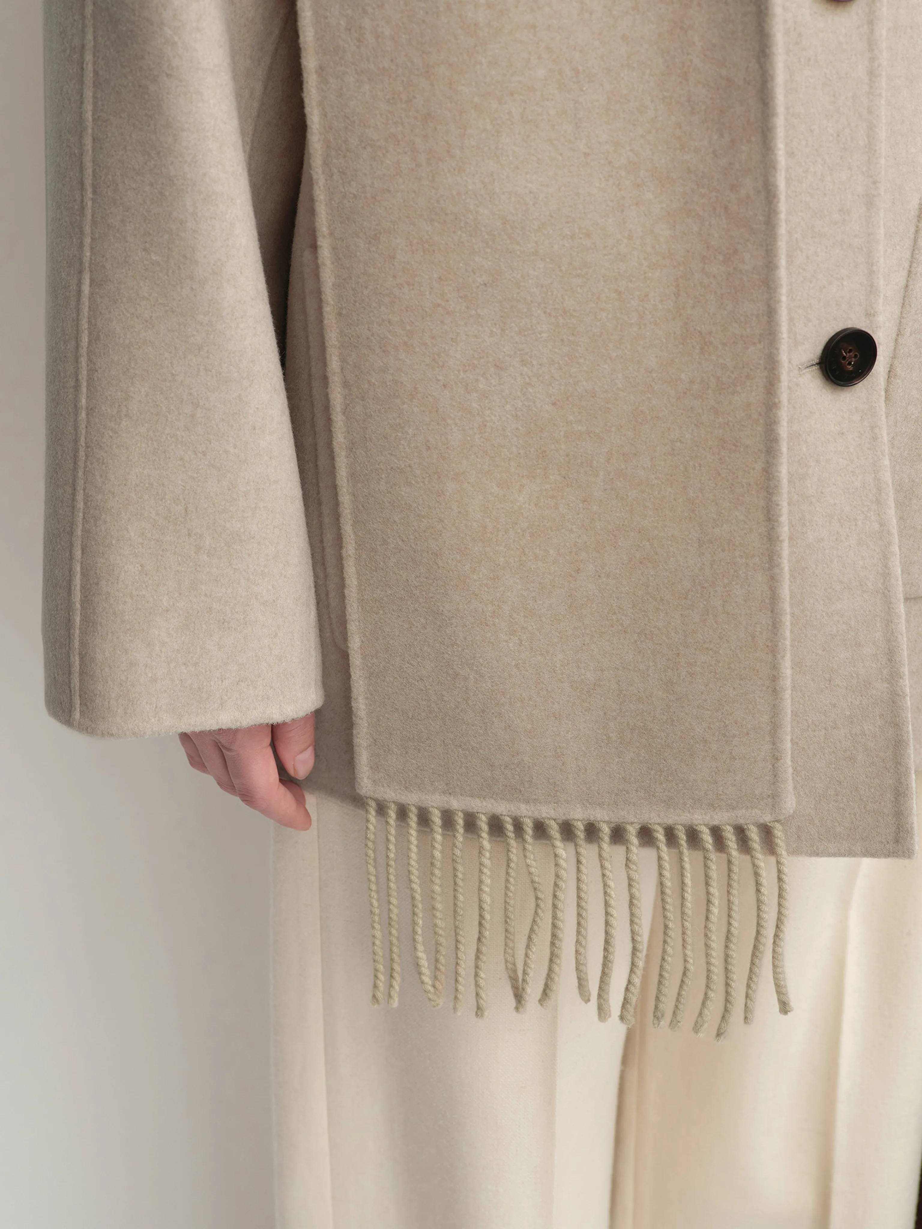 Detachable Tassel Scarf Short Coat - Image 9