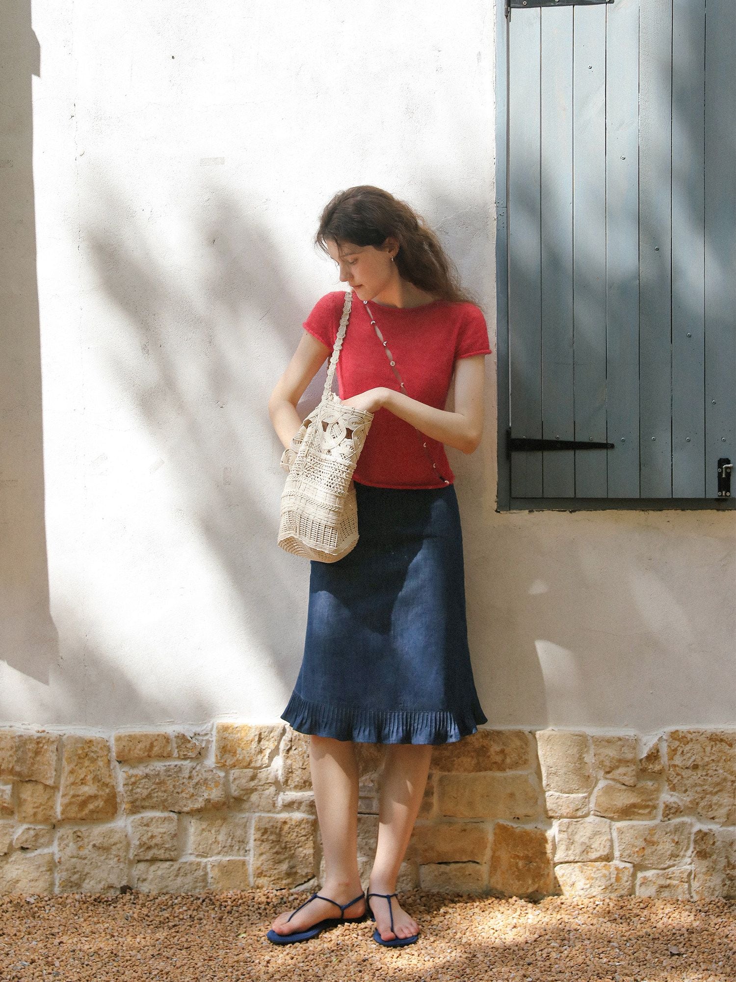 Diagonal Button Knit Top - Image 3