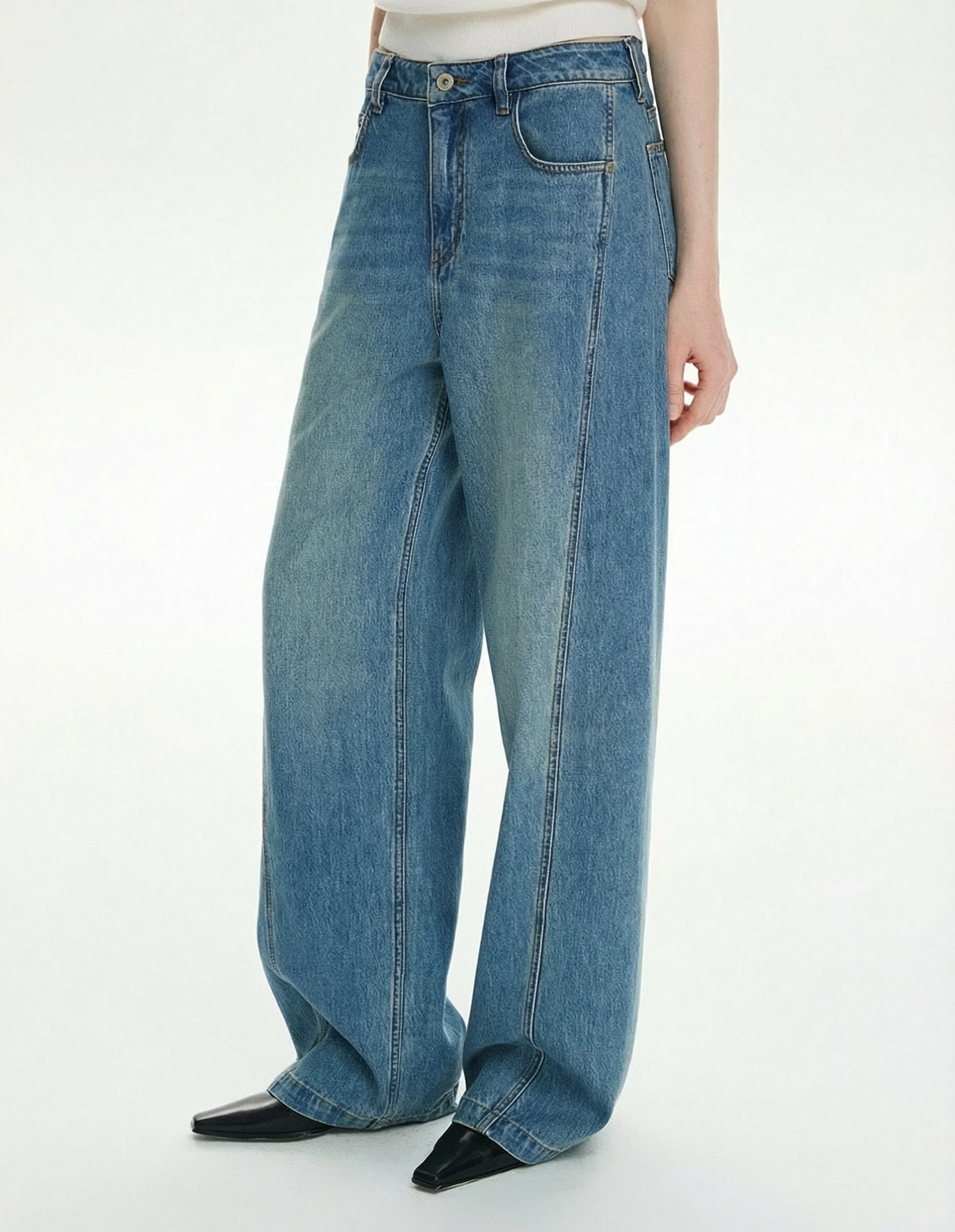 Diagonal Panel Jeans
