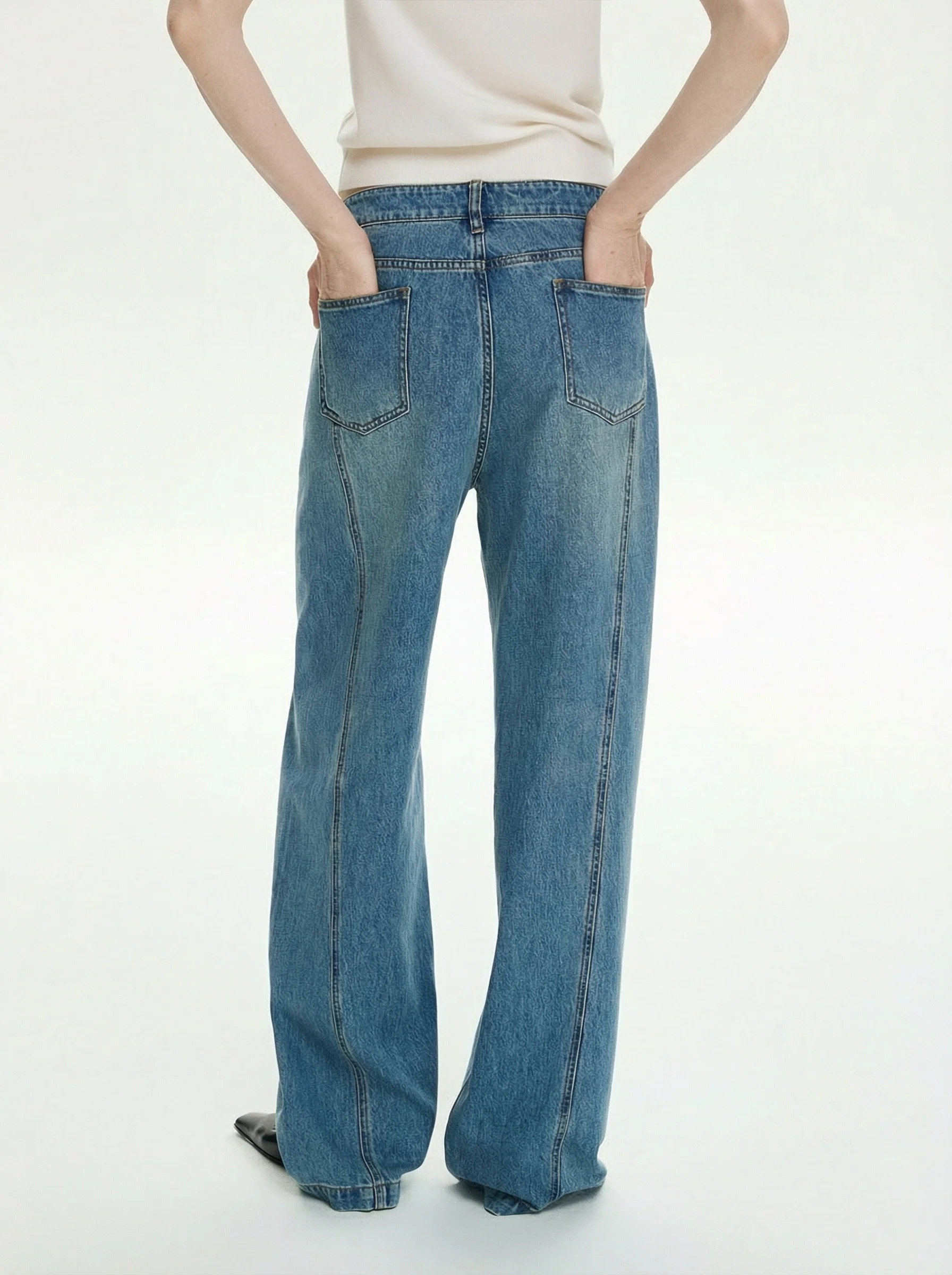 Diagonal Panel Jeans - Image 2