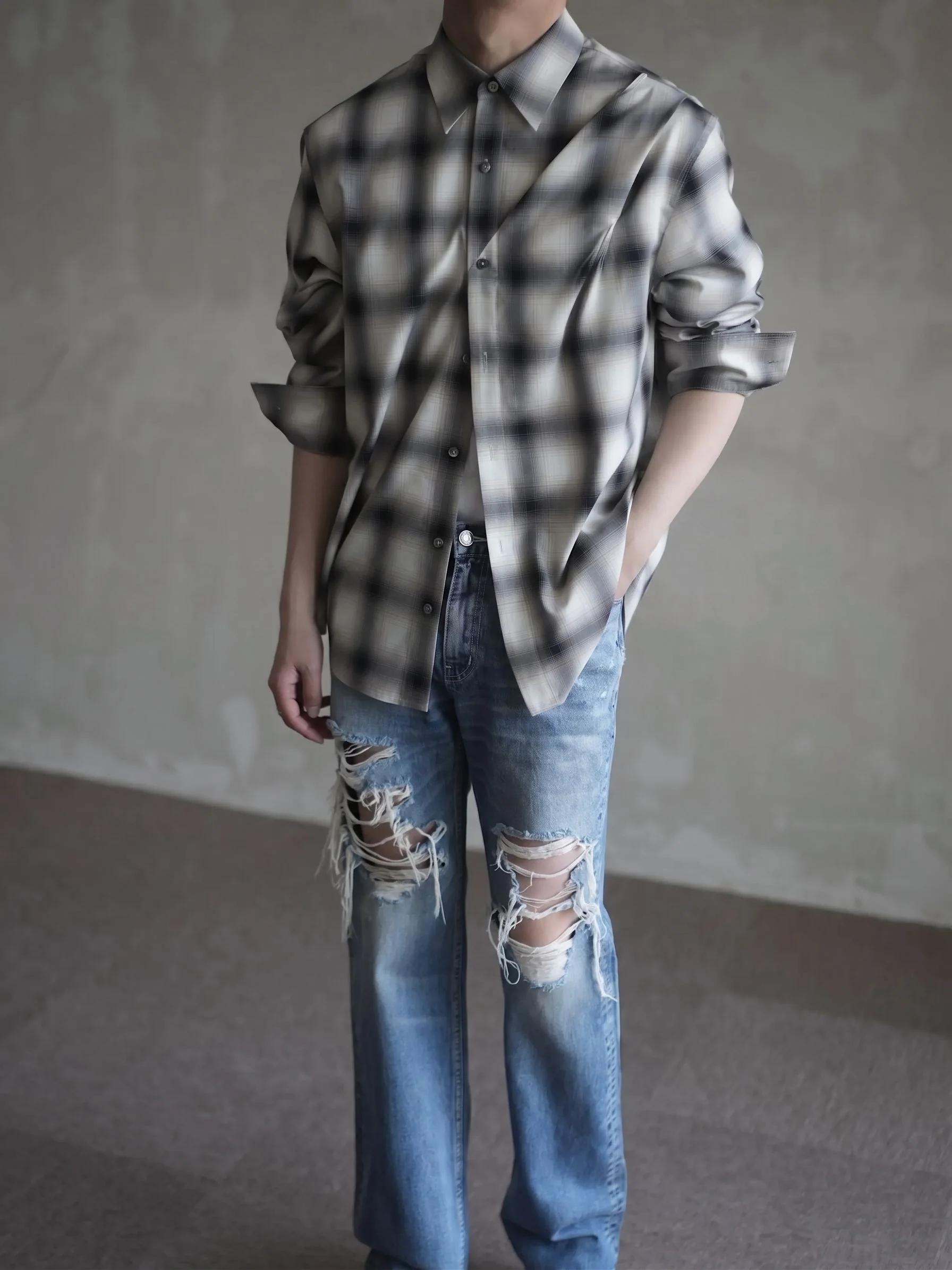 Diagonal Plaid Shirt