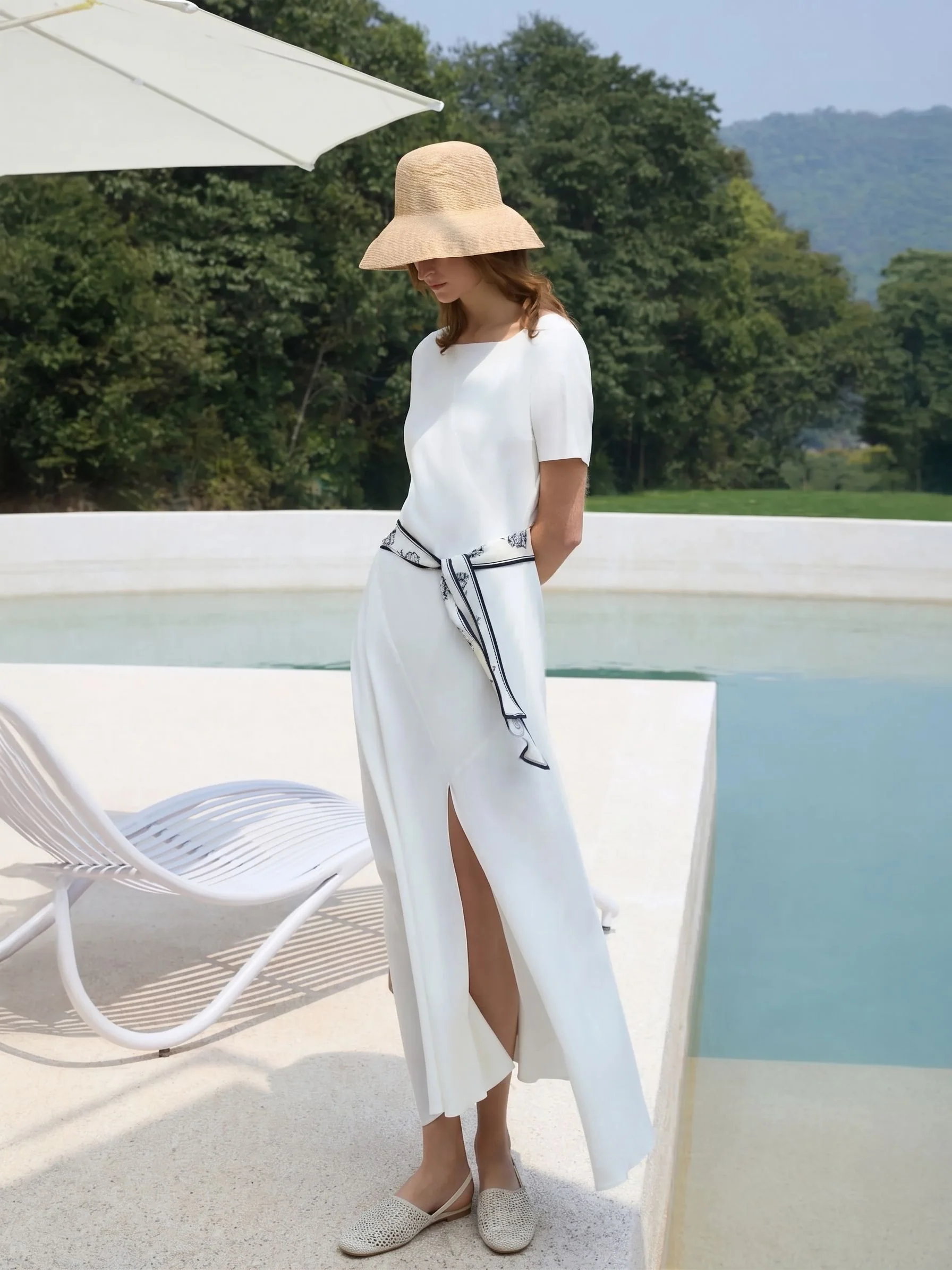 Diagonal Seam Maxi Dress