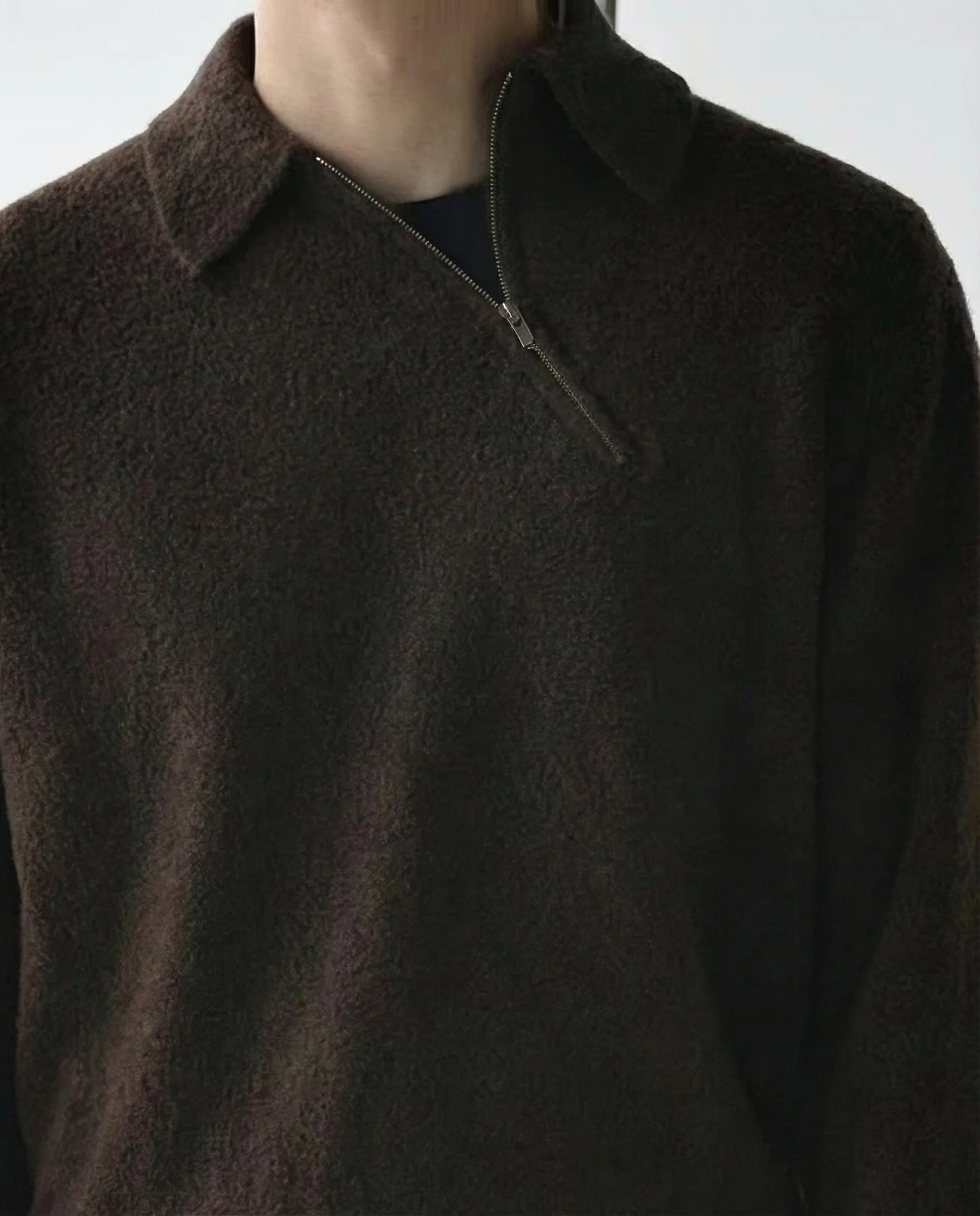 Diagonal Zip Bouclé Wool Sweater - Image 6