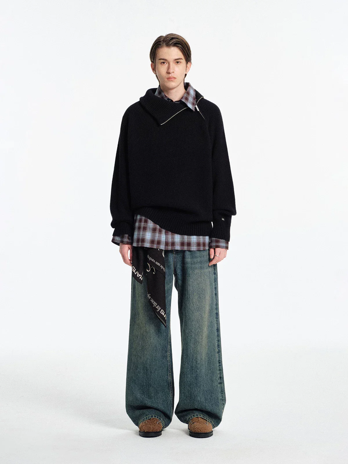 Diagonal Zip Funnel-Neck Sweater - Image 4