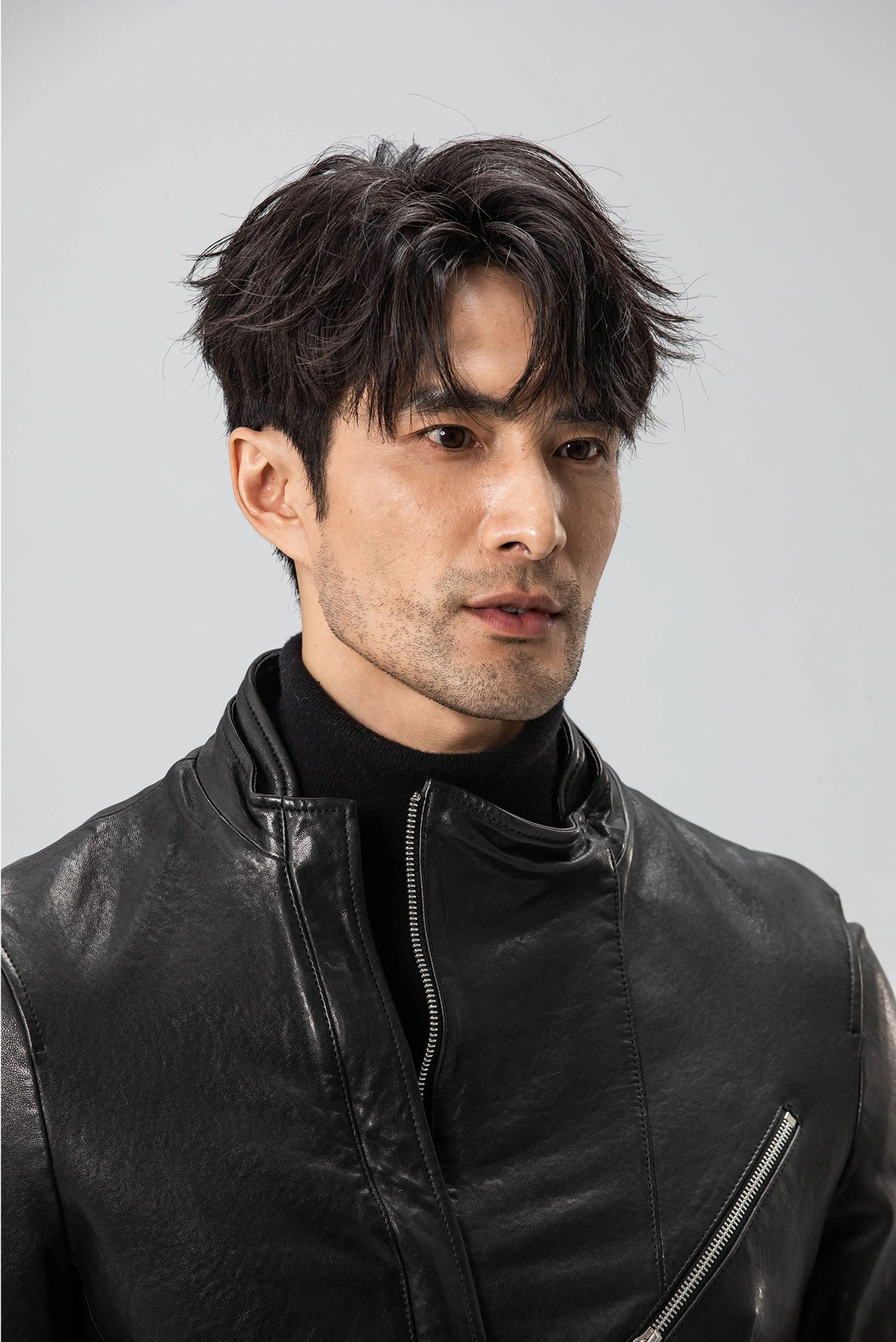 Diagonal Zip Sheepskin Moto Jacket - Image 5