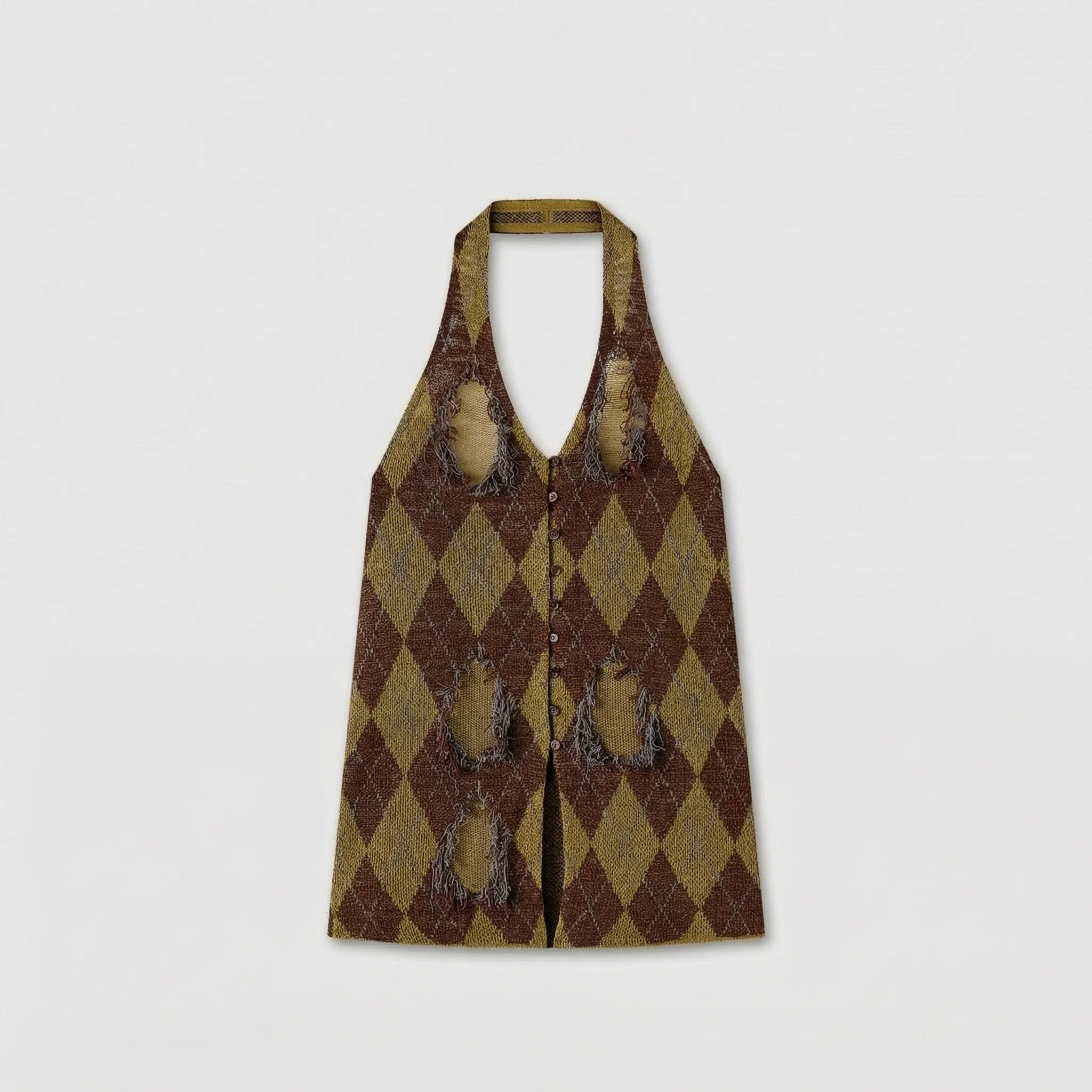 Distressed Argyle Halter Top - Image 7