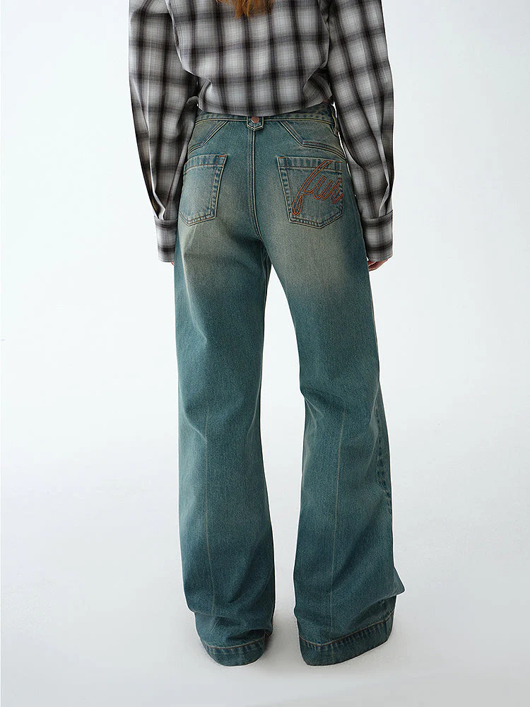 Distressed Low-Rise Denim Pants - Image 2